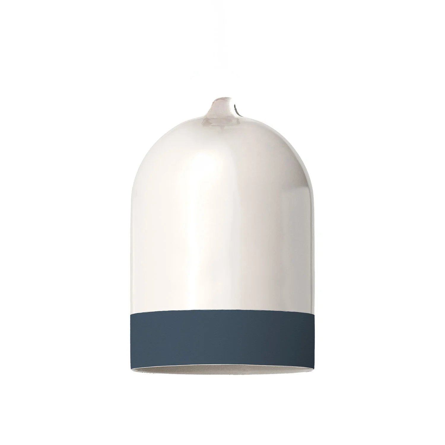 Mini XS Bell lampshade in two-tone ceramic, White and Petrol Blue, Materia collection - Made in Italy - Image 3