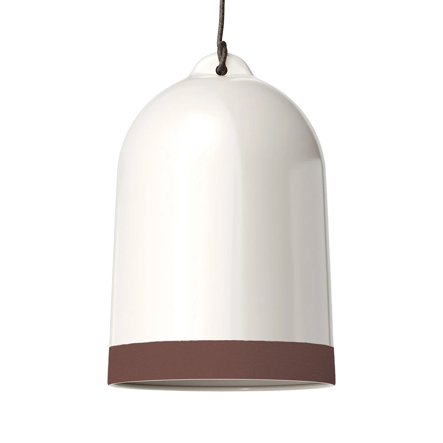 XL Bell lampshade in two-tone ceramic, White and Brown, Materia collection - Made in Italy