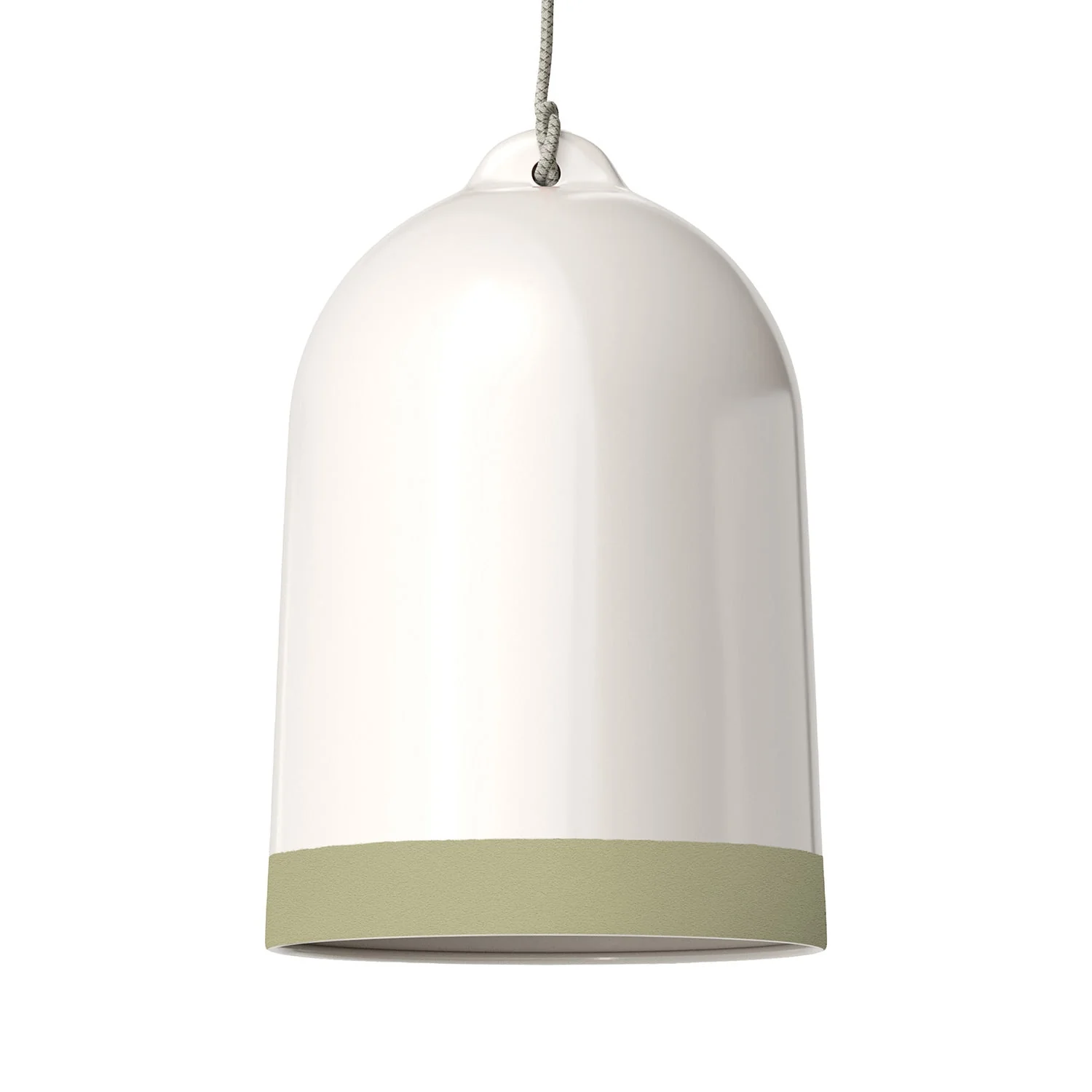 Campana XL bicolor ceramic lampshade in White and Sage Green, Materia collection – Made in Italy