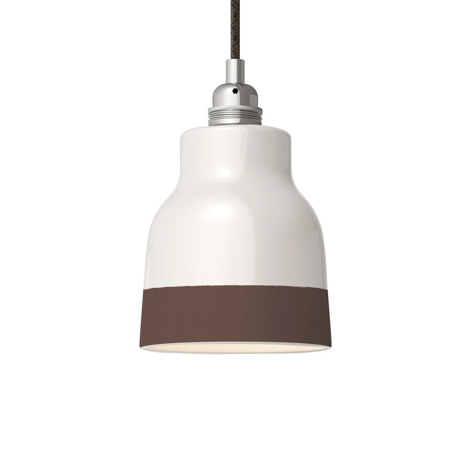 Vase two-tone ceramic lampshade, White and Brown, Materia collection - Made in Italy