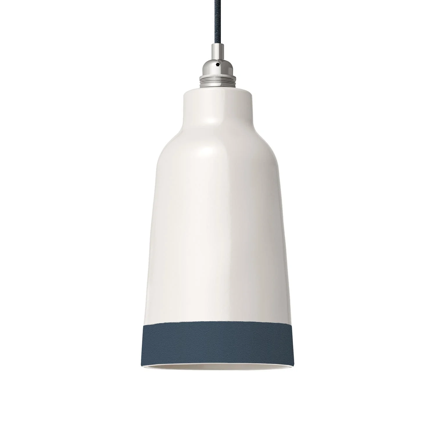 Bicolor Bottle Lampshade in White and Petroleum ceramic, Materia collection - Made in Italy