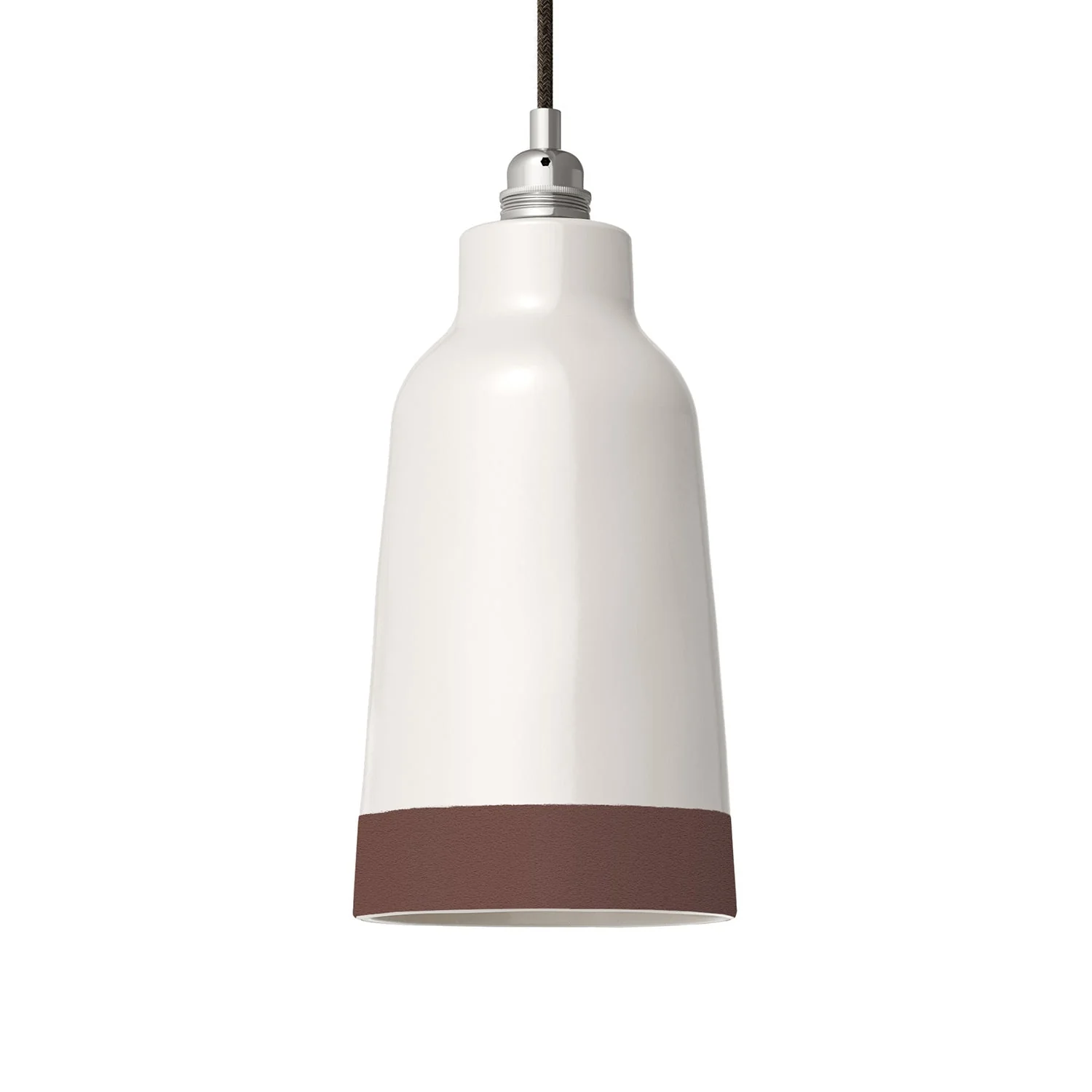 Bottle lampshade in two-tone ceramic White and Brown, Materia collection - Made in Italy