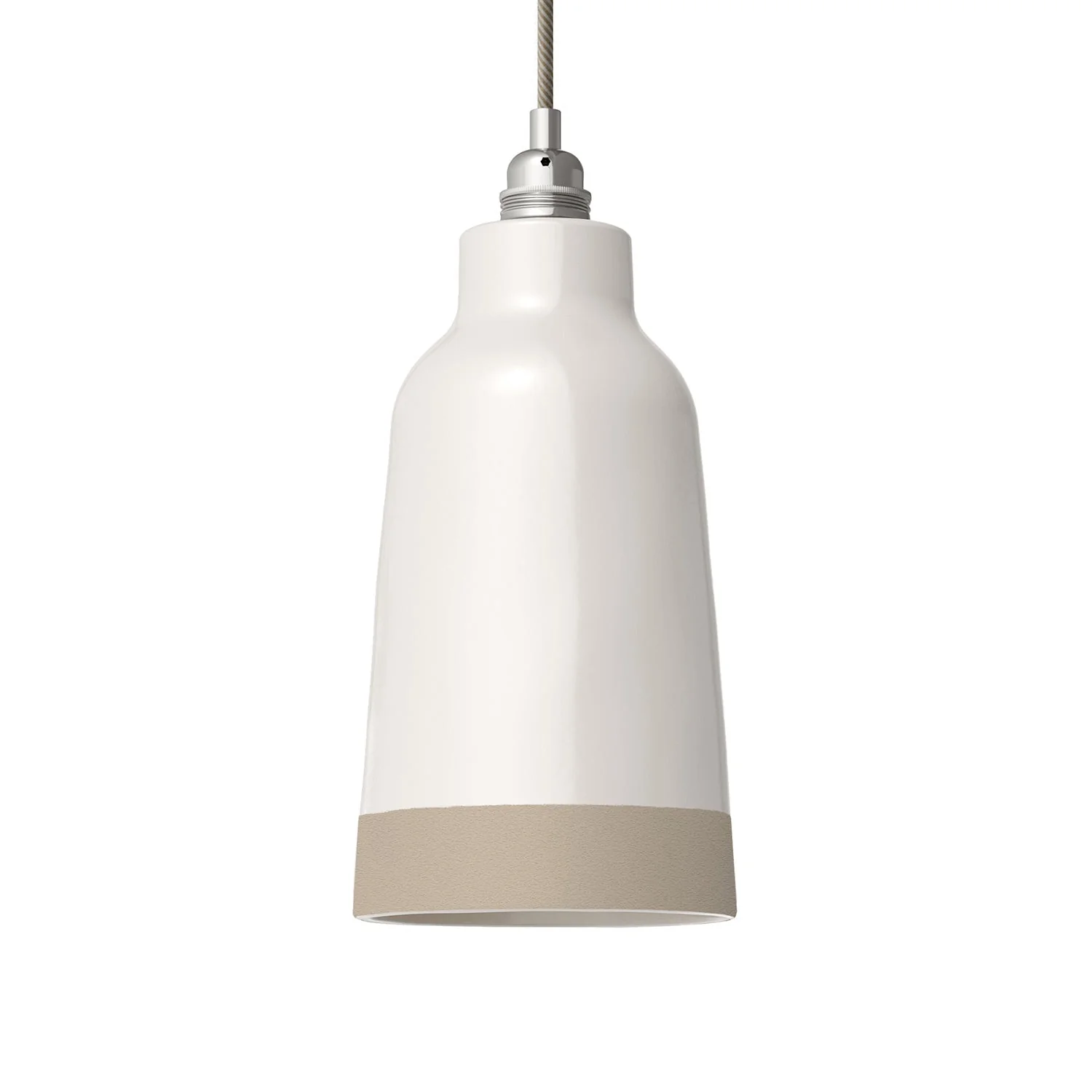 Bottiglia two-tone ceramic lampshade in White and Dove Gray, Materia collection - Made in Italy