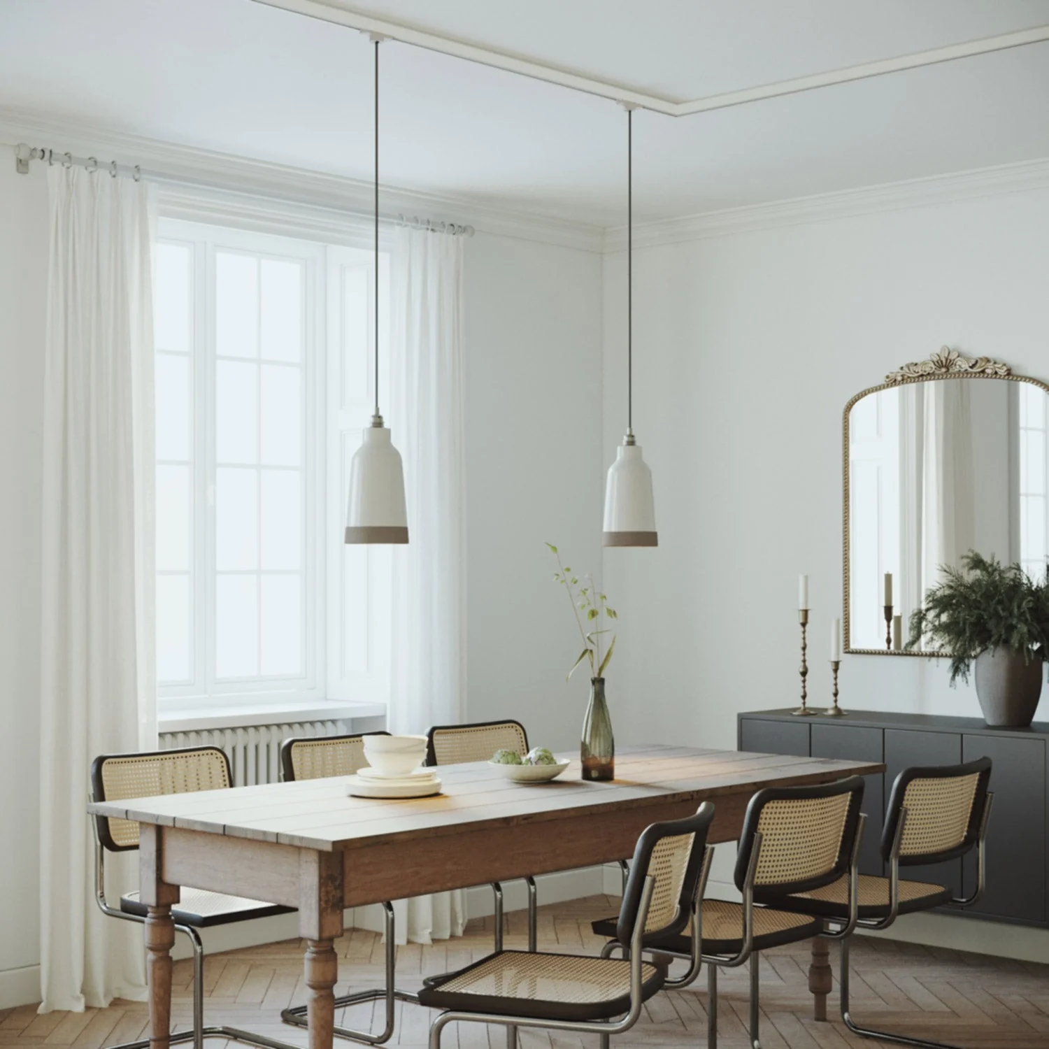 Bottiglia two-tone ceramic lampshade in White and Dove Gray, Materia collection - Made in Italy - Image 2