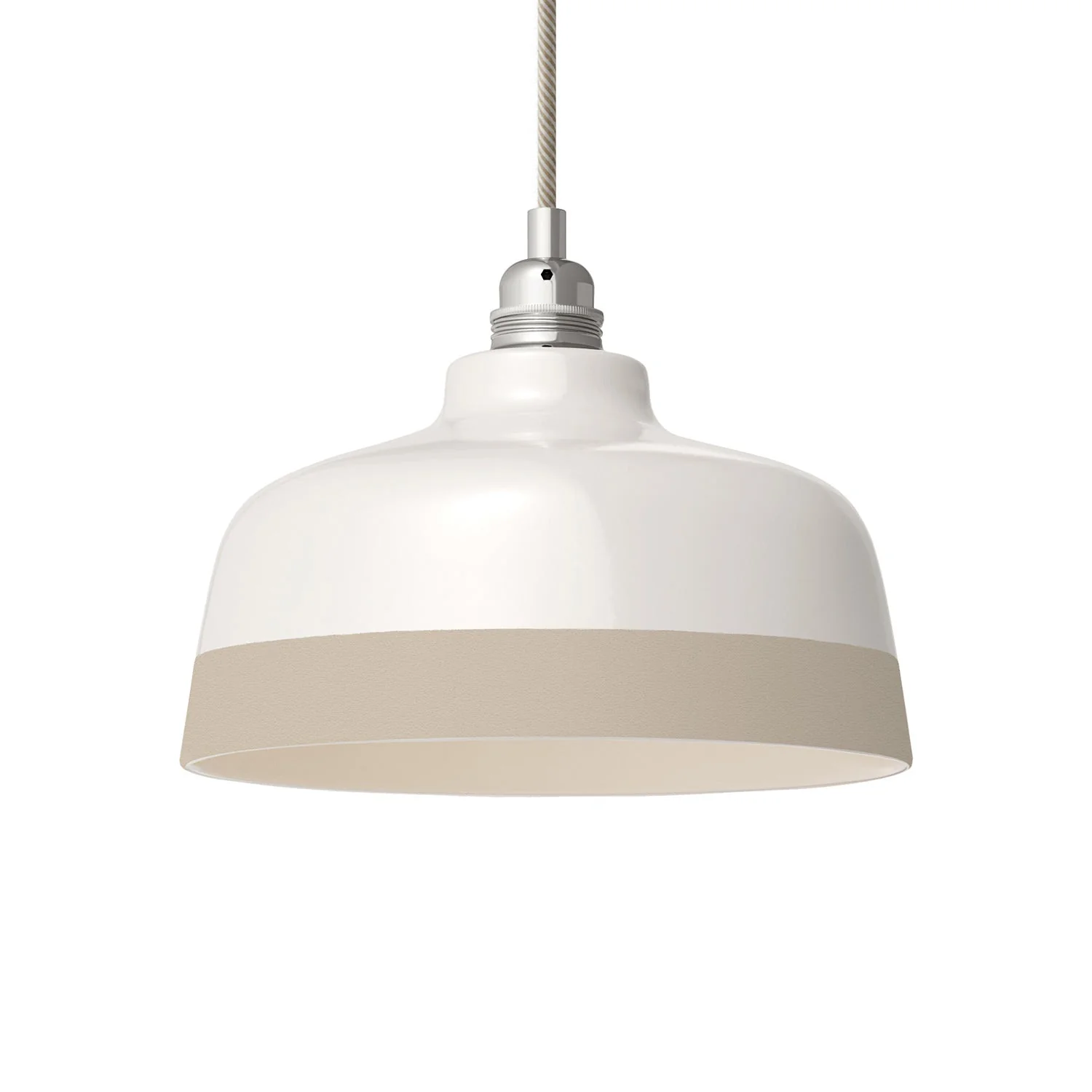 Cup lampshade, two-tone ceramic in White and Taupe, Materia collection - Made in Italy