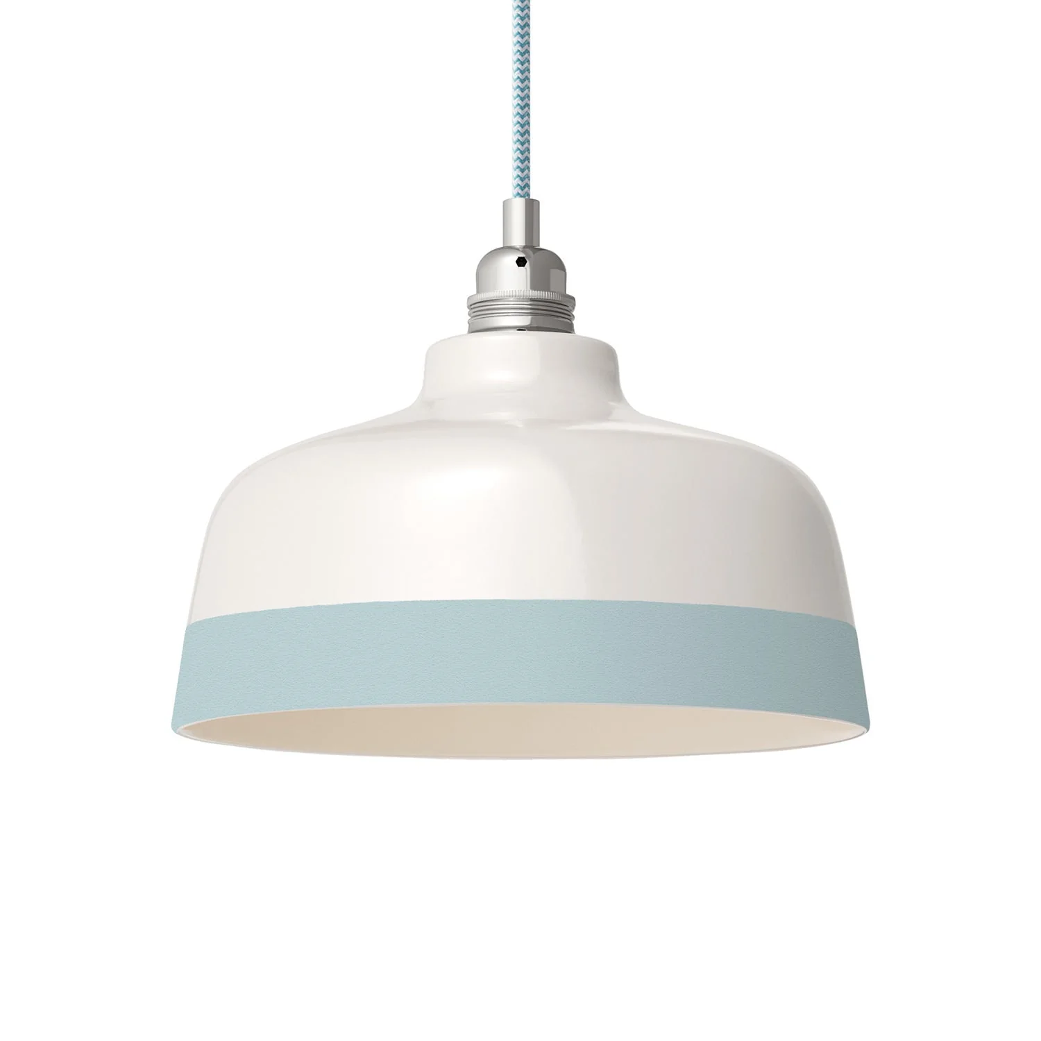 Bicolor Cup lampshade in White and Light Blue ceramic, Materia collection - Made in Italy