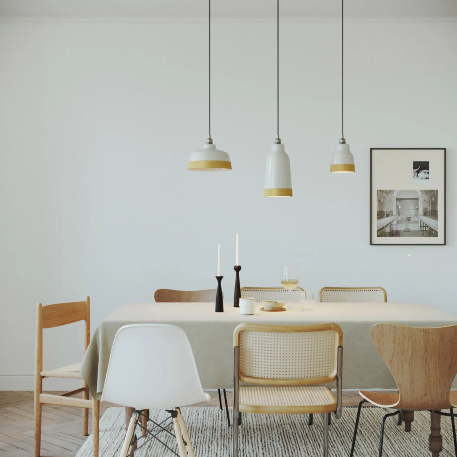 Two-tone Cup Lampshade in White and Yellow ceramic, Materia collection - Made in Italy - Image 3