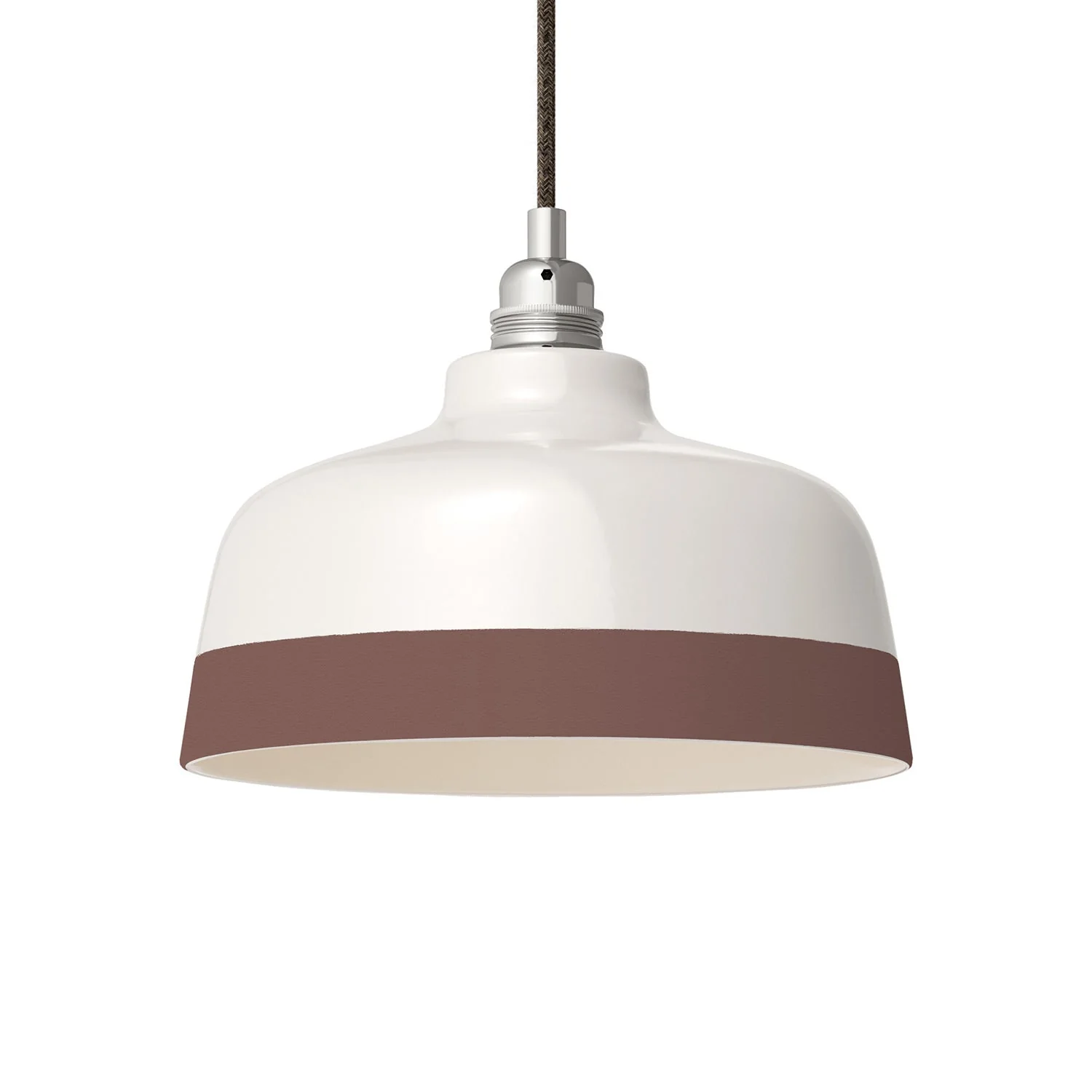 Bicolor Bowl Lampshade in White and Brown ceramic, Materia collection - Made in Italy