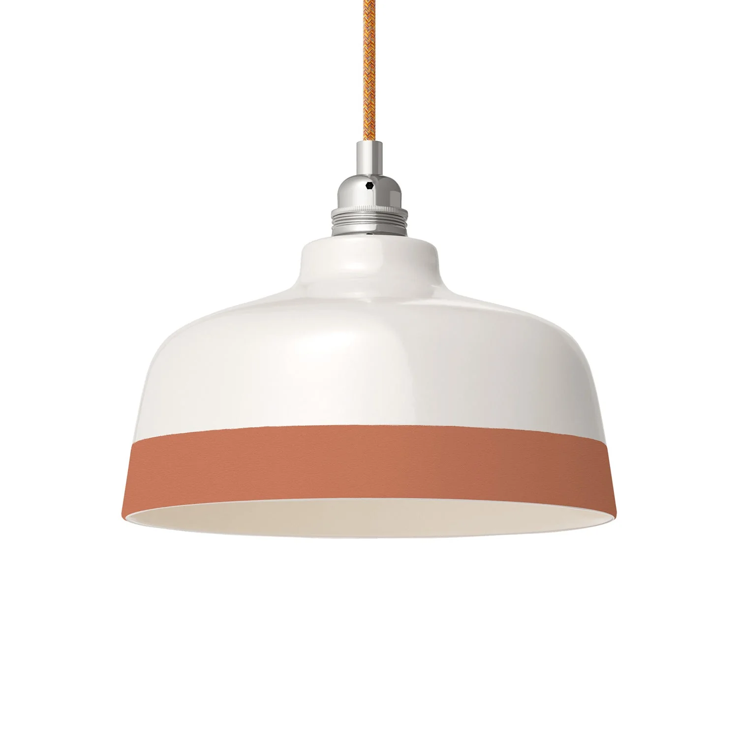 Two-tone Cup Lampshade in White and Terracotta ceramic, Materia collection - Made in Italy