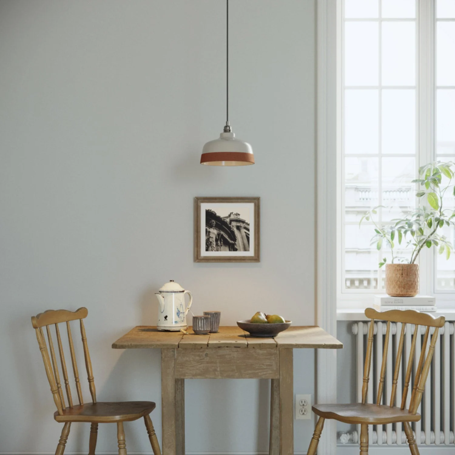 Two-tone Cup Lampshade in White and Terracotta ceramic, Materia collection - Made in Italy - Image 2