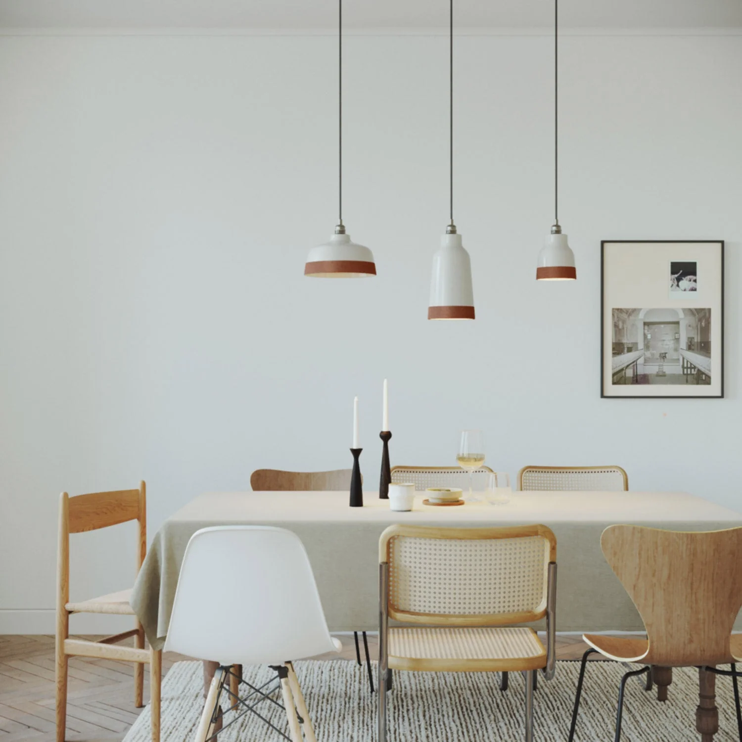 Two-tone Cup Lampshade in White and Terracotta ceramic, Materia collection - Made in Italy - Image 3
