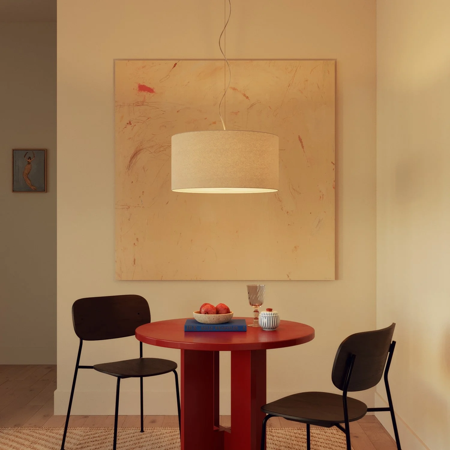 Cilindro XL fabric Lampshade with E27 fitting - Made in Italy - Sand Wool - Image 2