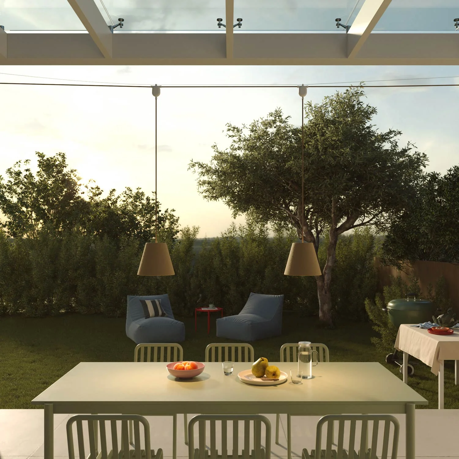 Impero outdoor lampshade in Bernice dove gray PVC with E27 fitting - Made in Italy - Image 2