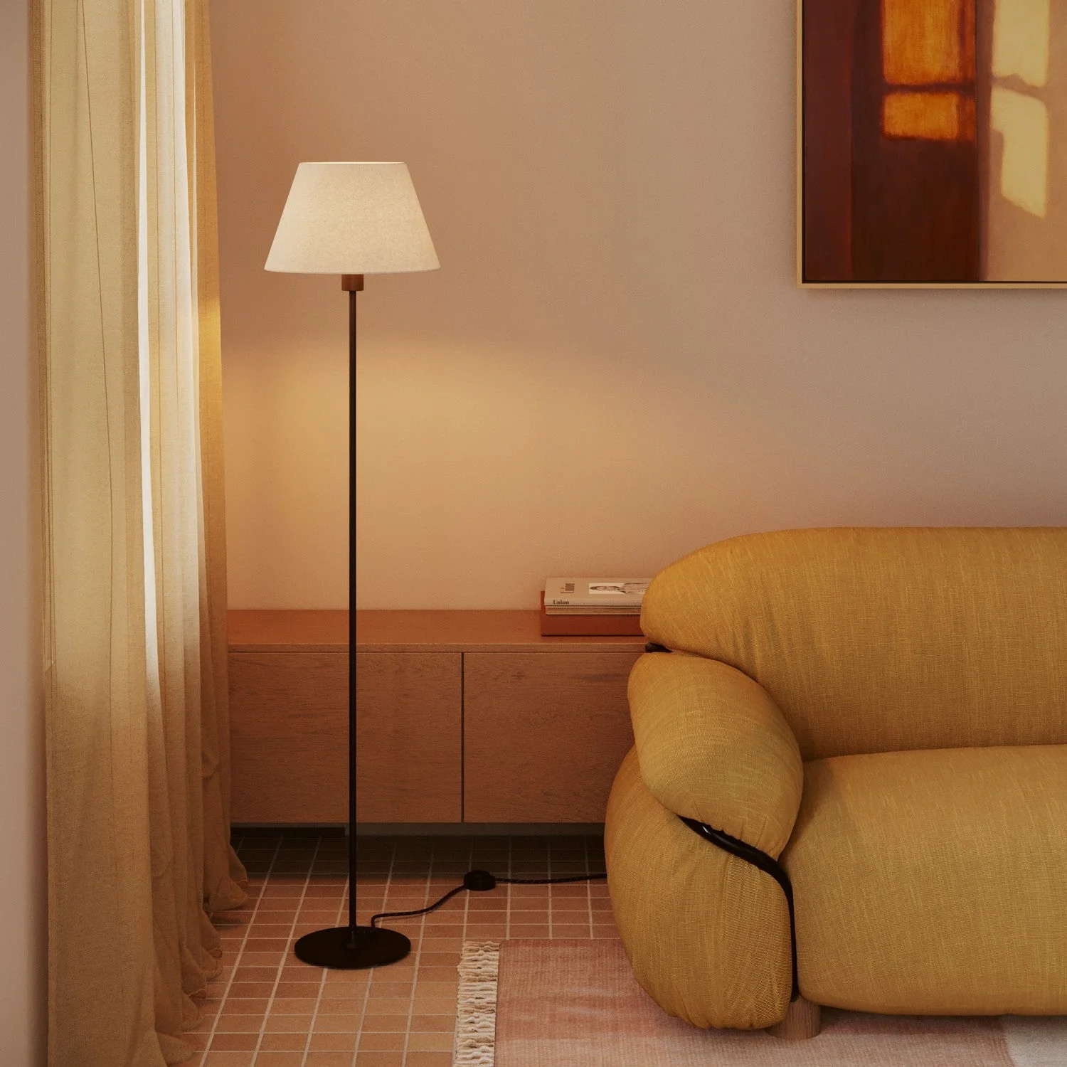 Impero Lampshade M in fabric for floor lamp with E27 fitting - Made in Italy - Sand Wool - Image 2