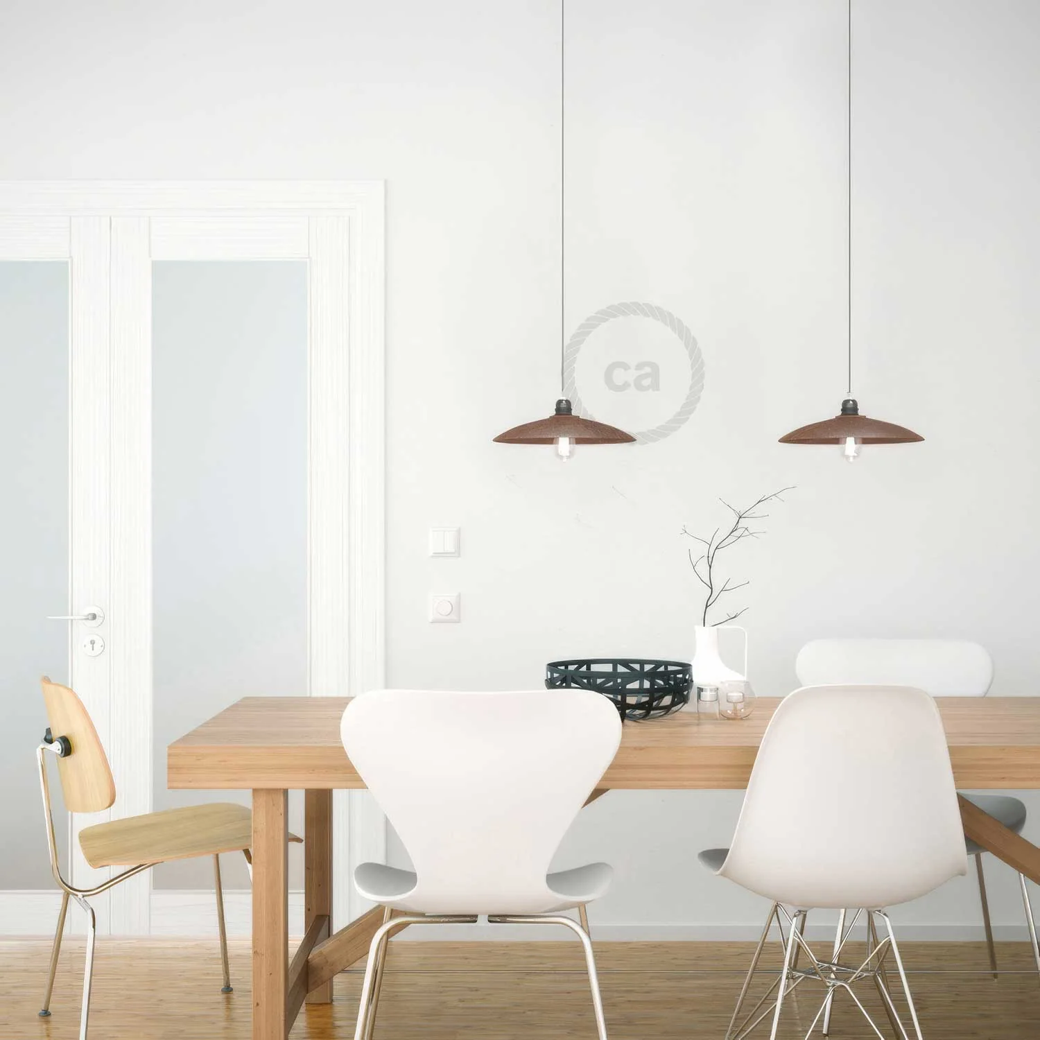 Flat ceramic lampshade for pendant - Made in Italy - Corten effect - Image 2