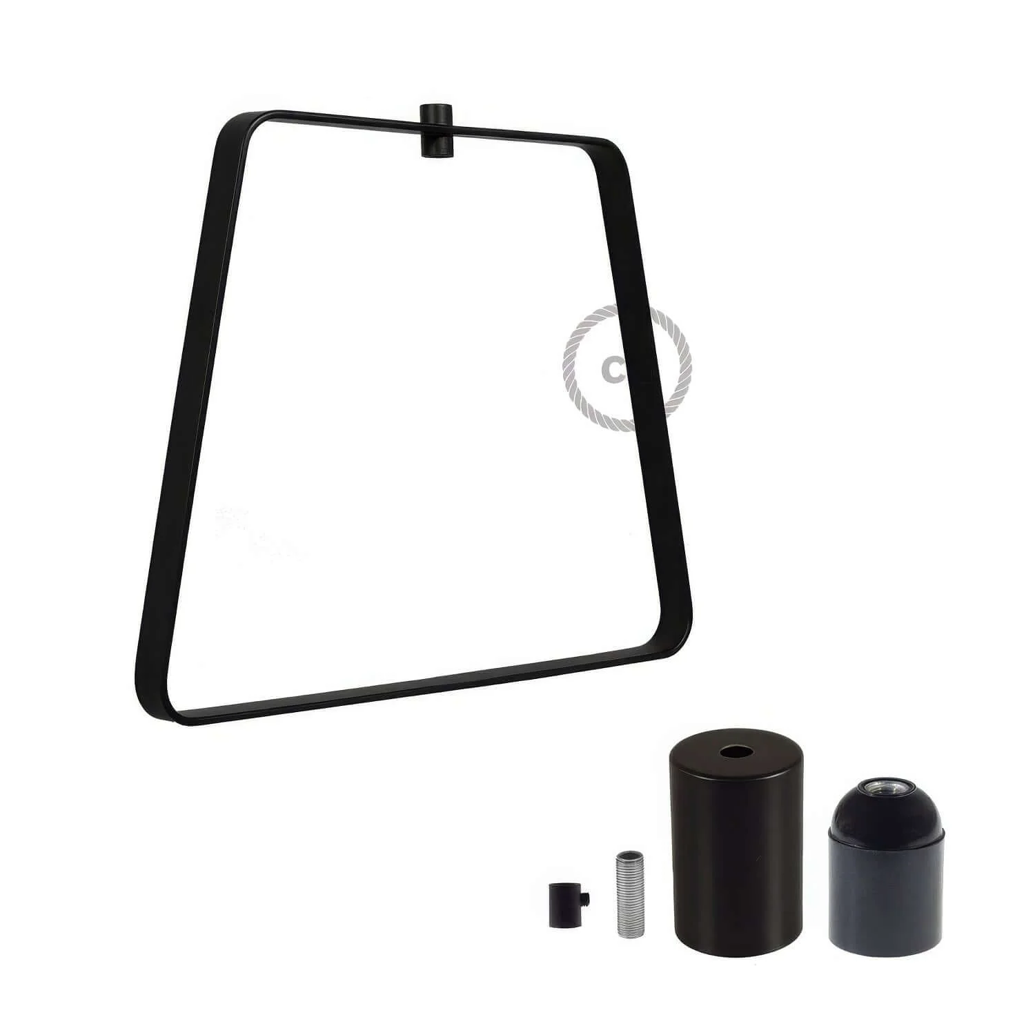 Duedì Base metal lampshade with metal socket cover and E27 socket - Black - Image 3
