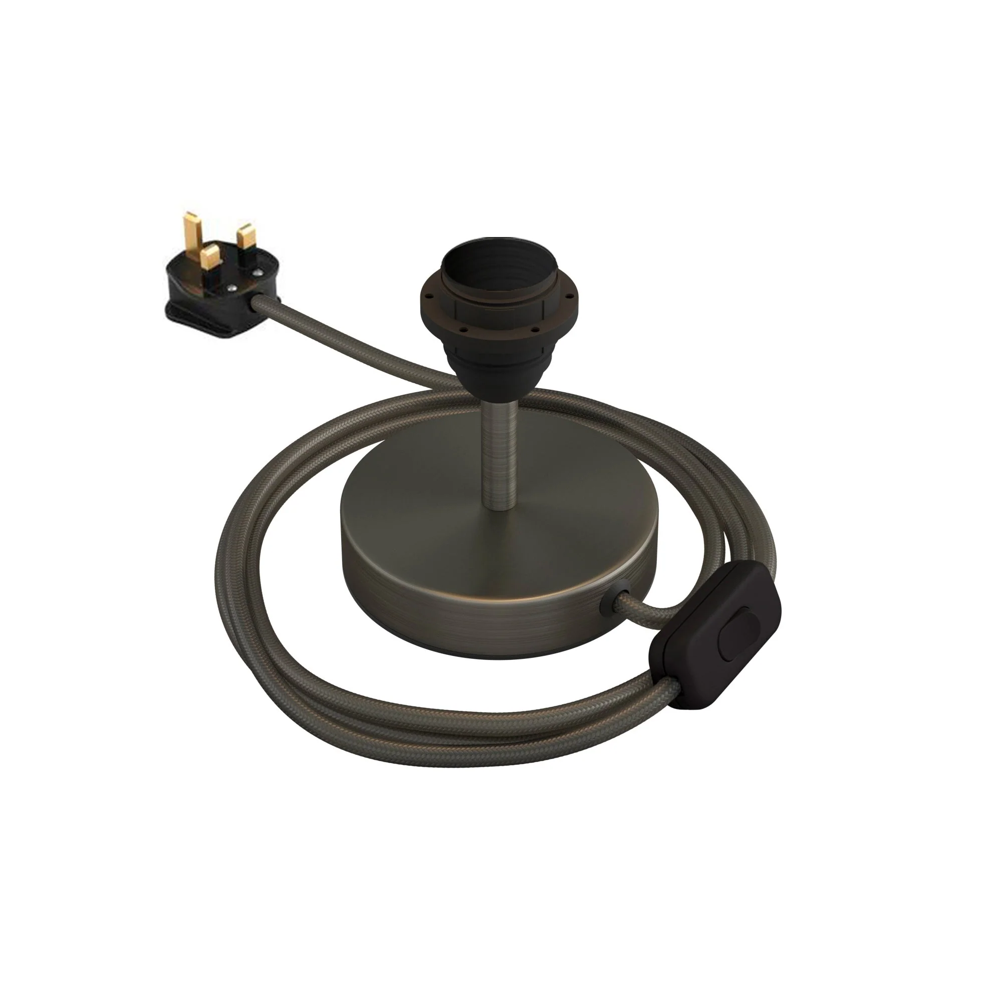 Lampshade riser - Metal table lamp with UK plug - Satin titanium