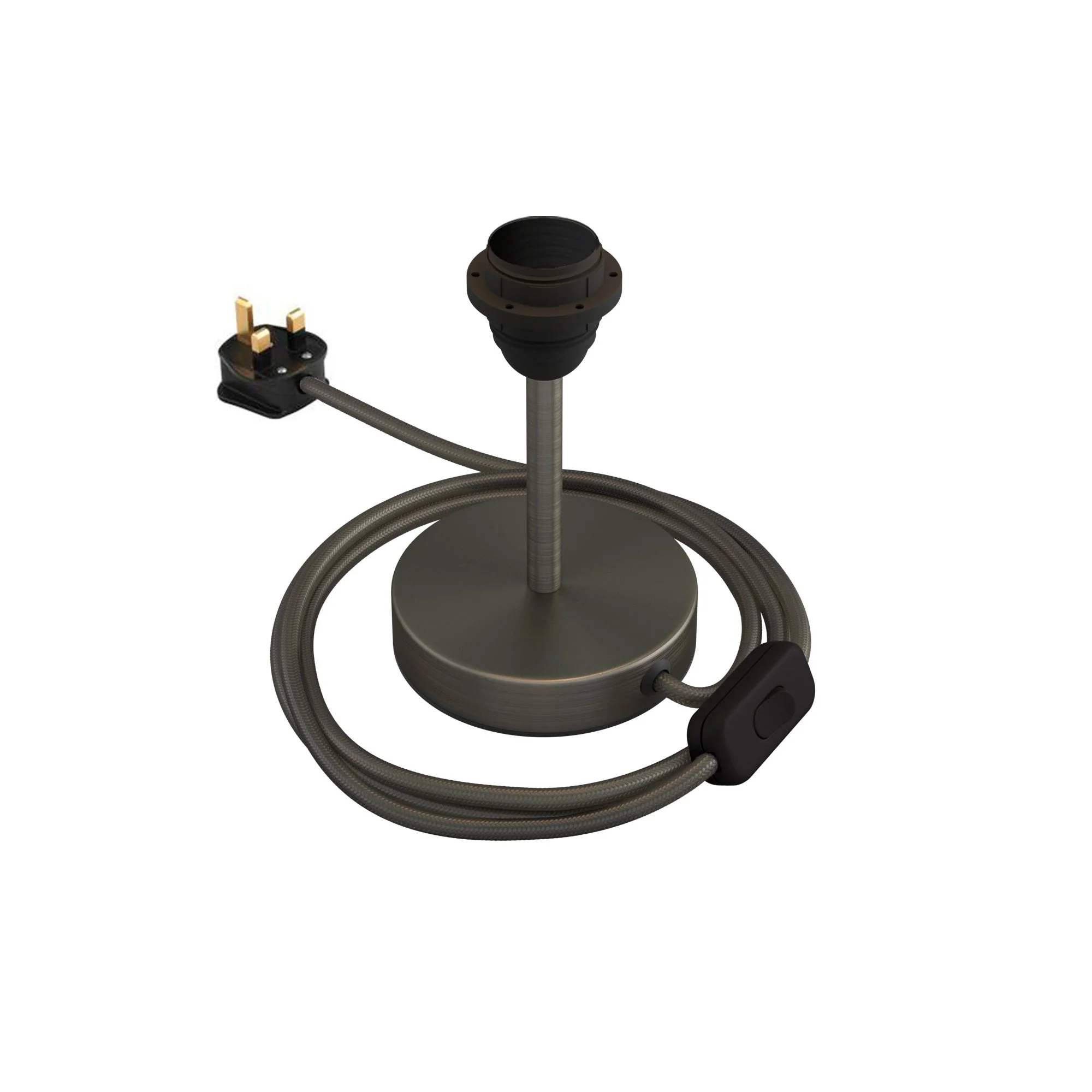 Lampshade riser - Metal table lamp with UK plug - Satin titanium - Image 5