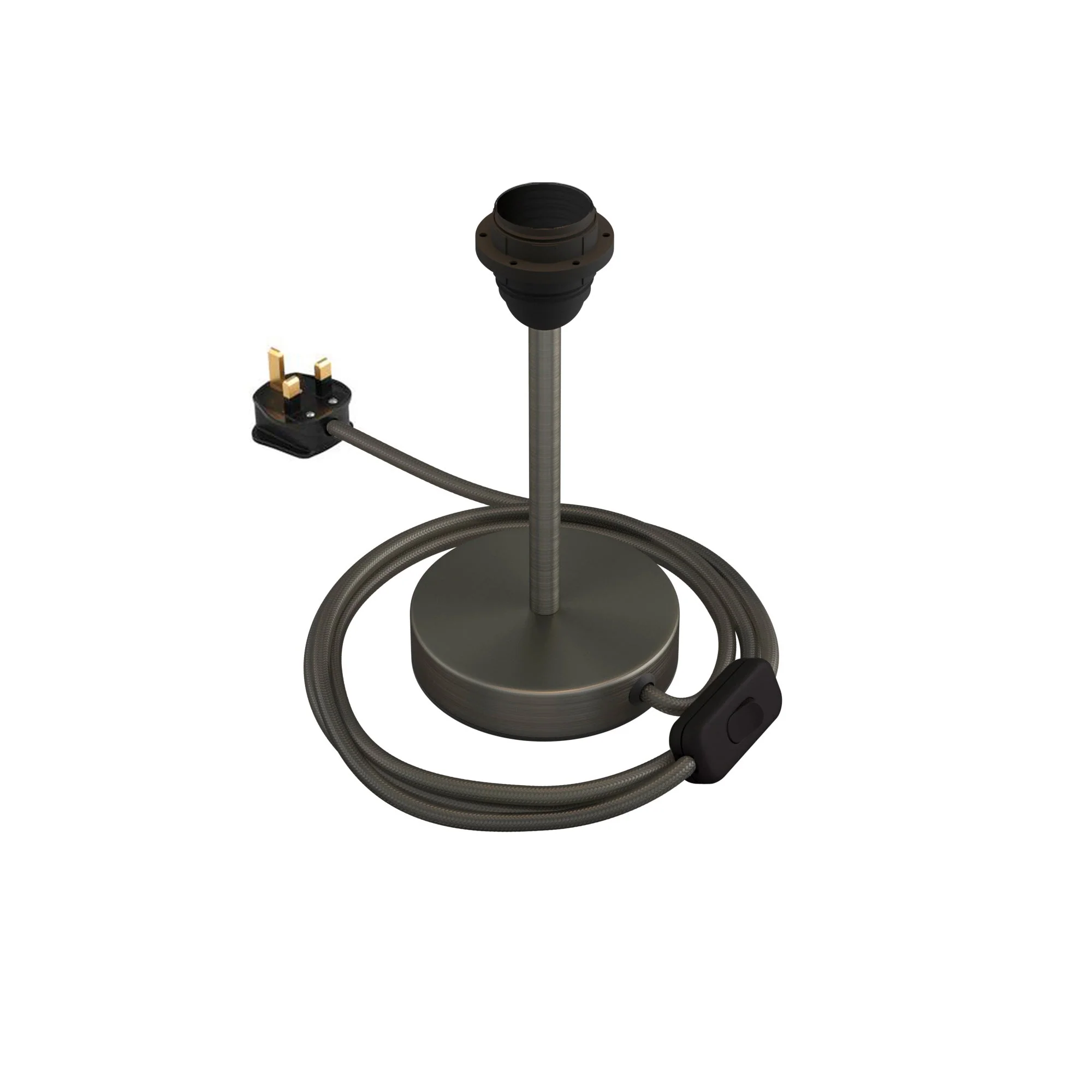 Lampshade riser - Metal table lamp with UK plug - Satin titanium - Image 6