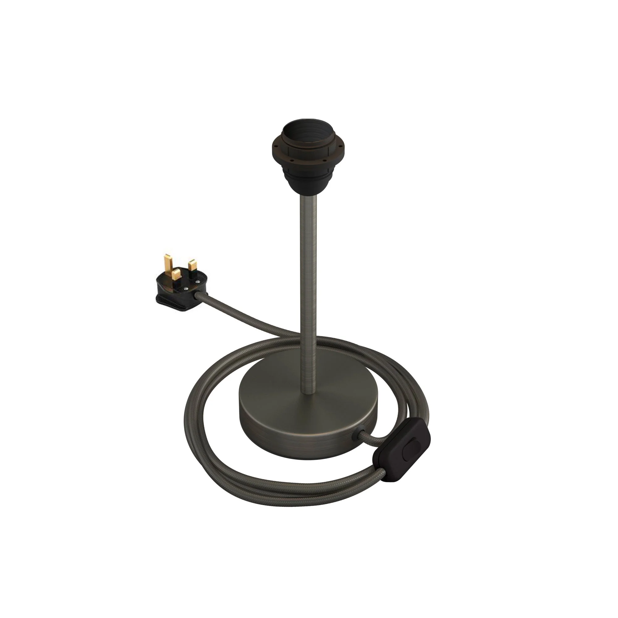 Lampshade riser - Metal table lamp with UK plug - Satin titanium - Image 7