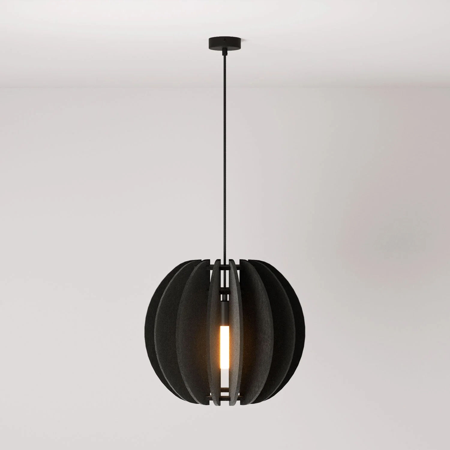 LAMPSHHADE - Pendant lamp with elliptical shade - Black melange
