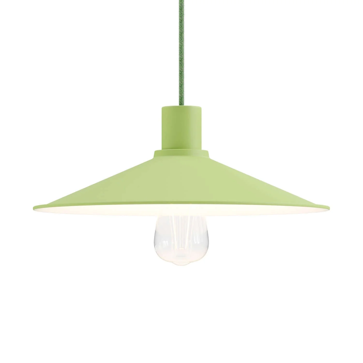 Swing Lampshade in enamelled metal for E27 Socket - Grass green