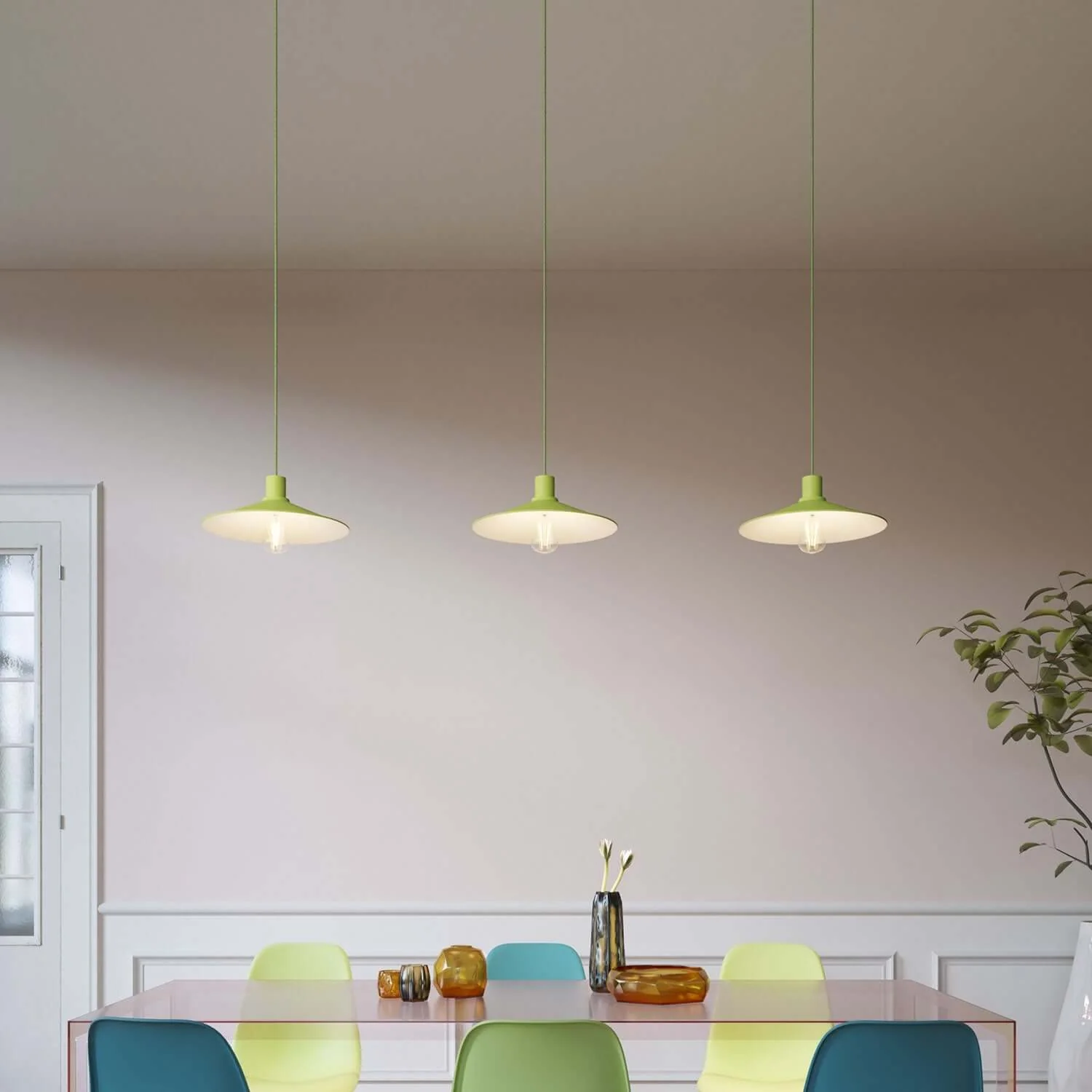 Swing Lampshade in enamelled metal for E27 Socket - Grass green - Image 2