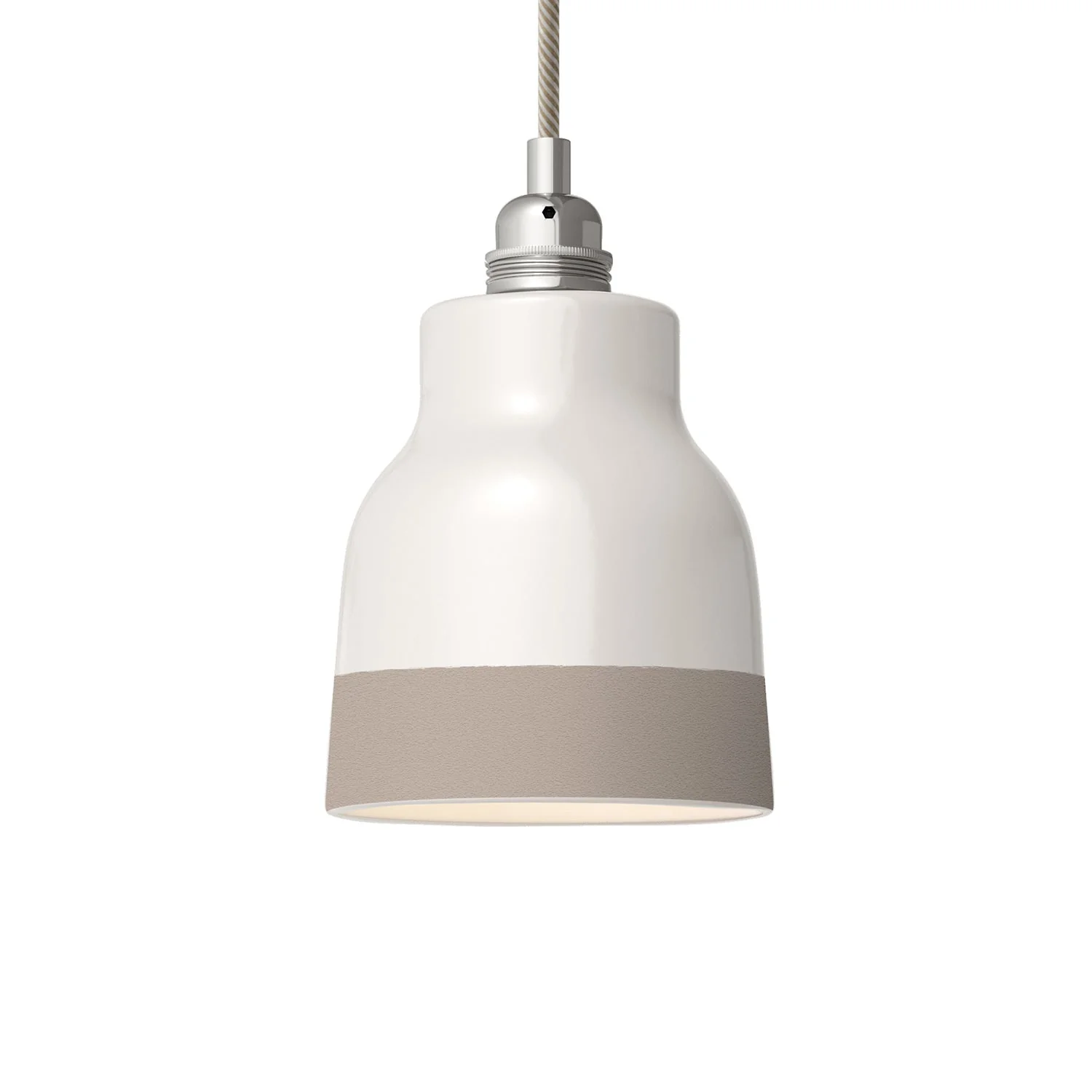 Vase Lampshade, two-tone ceramic in White and Dove Gray, Materia collection - Made in Italy