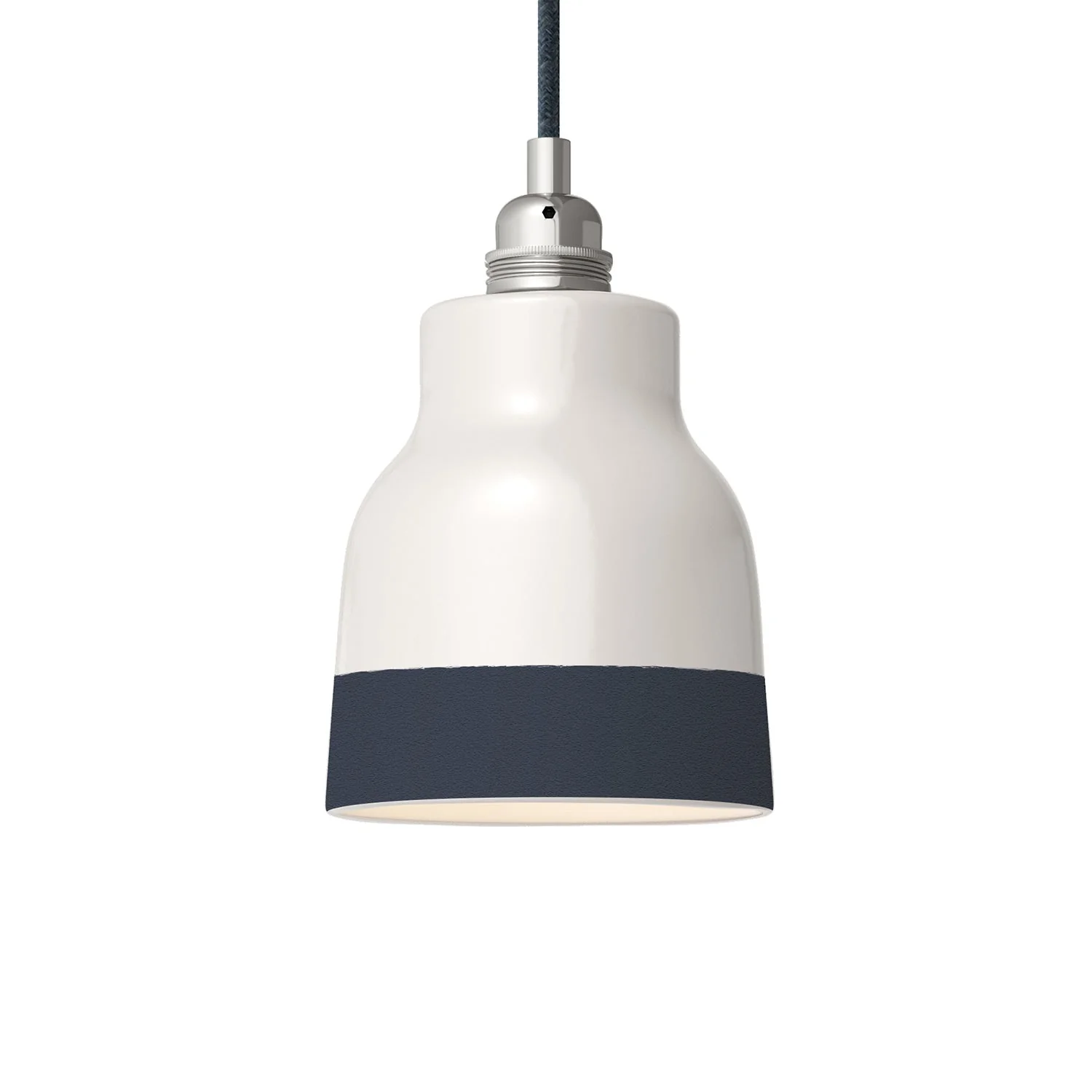 Lampshade Vase two-tone ceramic in White and Petroleum, Materia collection - Made in Italy