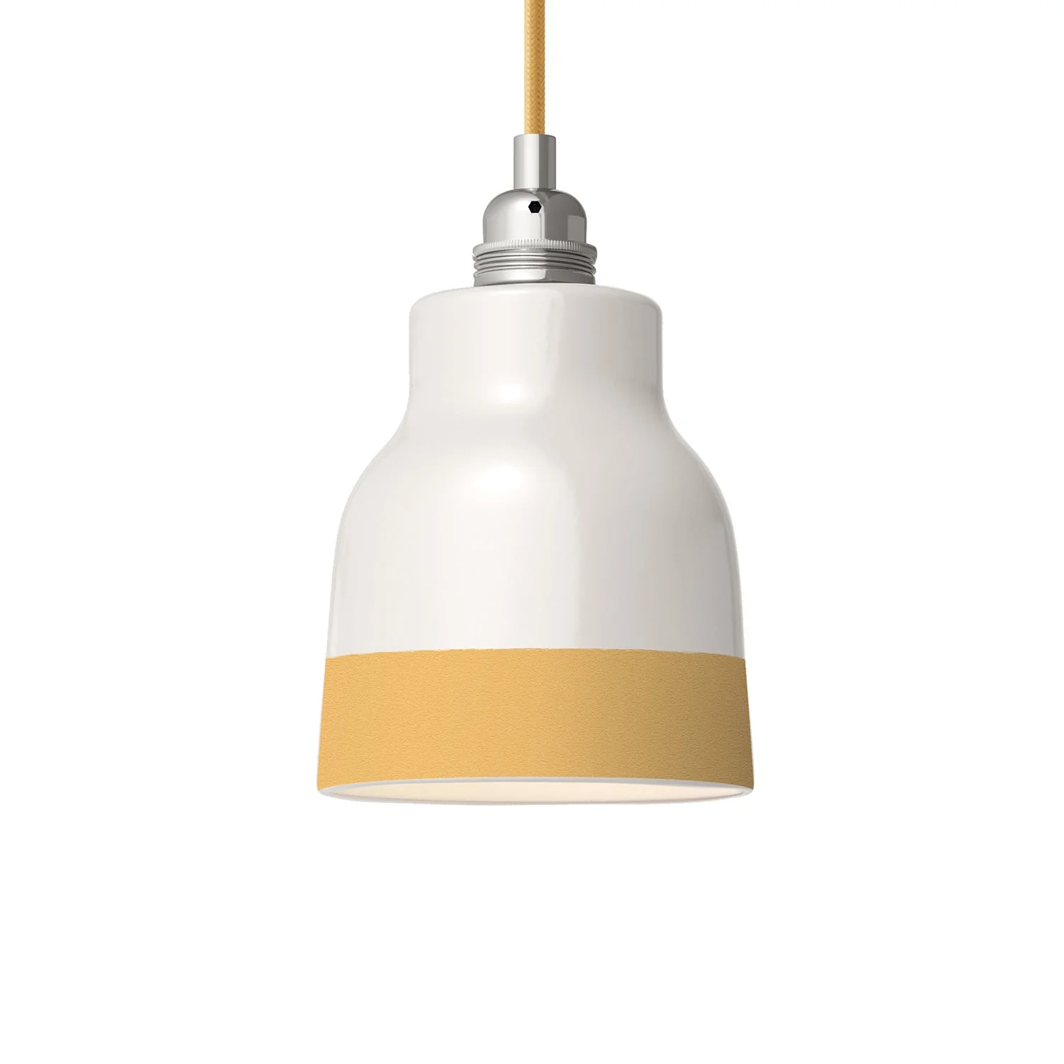 Vaso two-tone ceramic lampshade in White and Yellow, Materia collection - Made in Italy