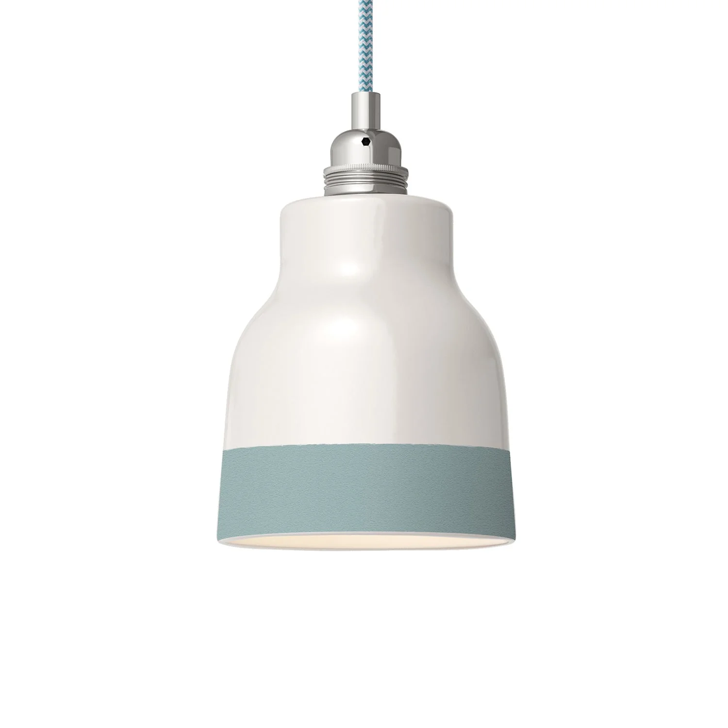 Two-tone Vase lampshade in ceramic White and Light Blue, Materia collection - Made in Italy