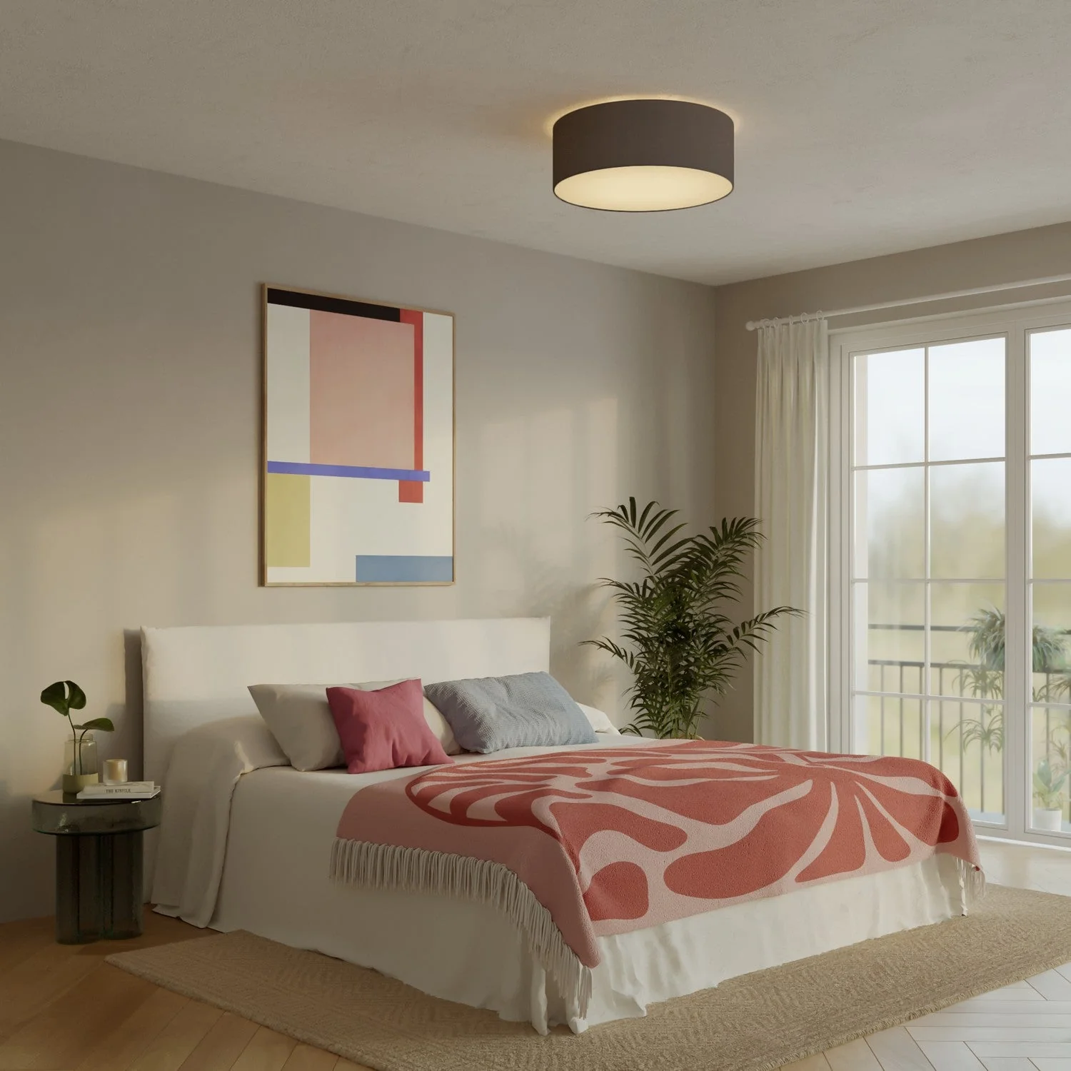 Large Teletta anthracite fabric ceiling light - Made in Italy - Image 2