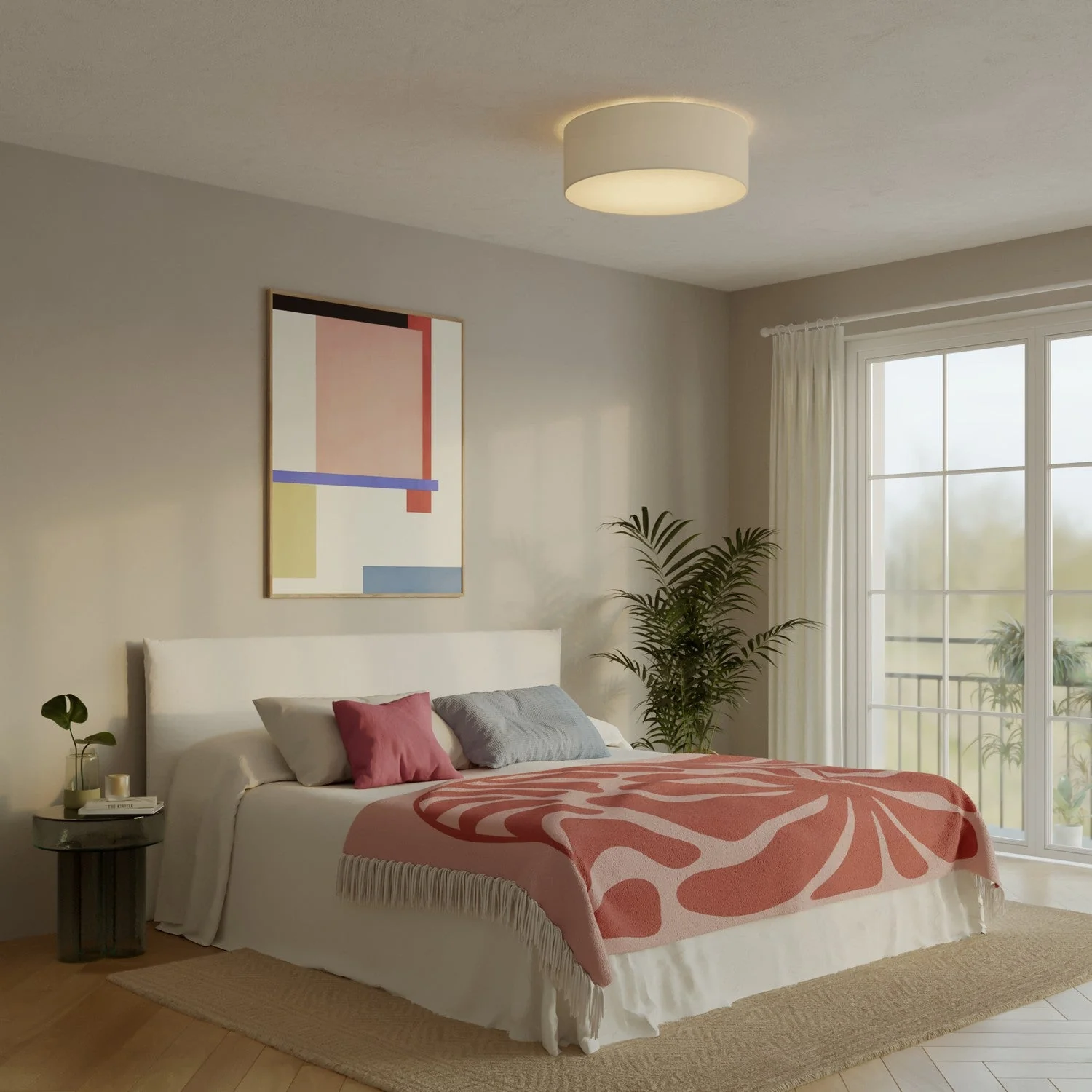 Large Arenal taupe fabric ceiling light - Made in Italy - Image 2