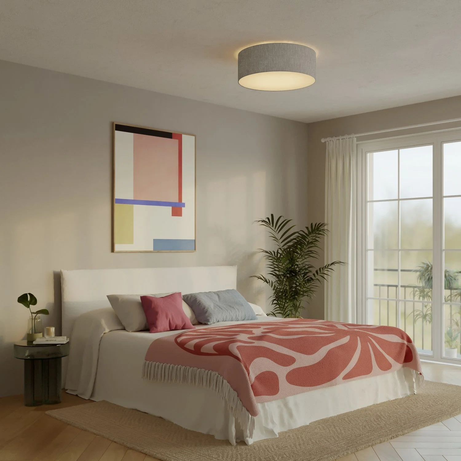 Large Camelot gray fabric ceiling light - Made in Italy - Image 2