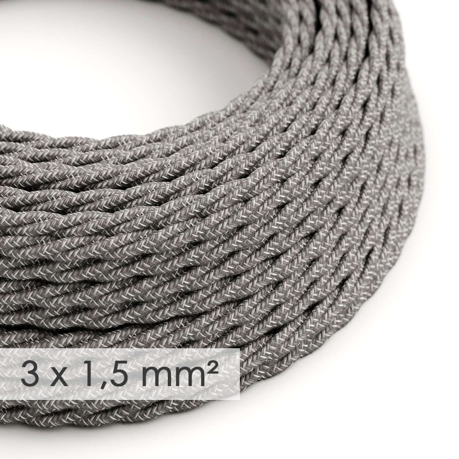 Large-section 3x1.50 braided cord - natural linen Gray TN02