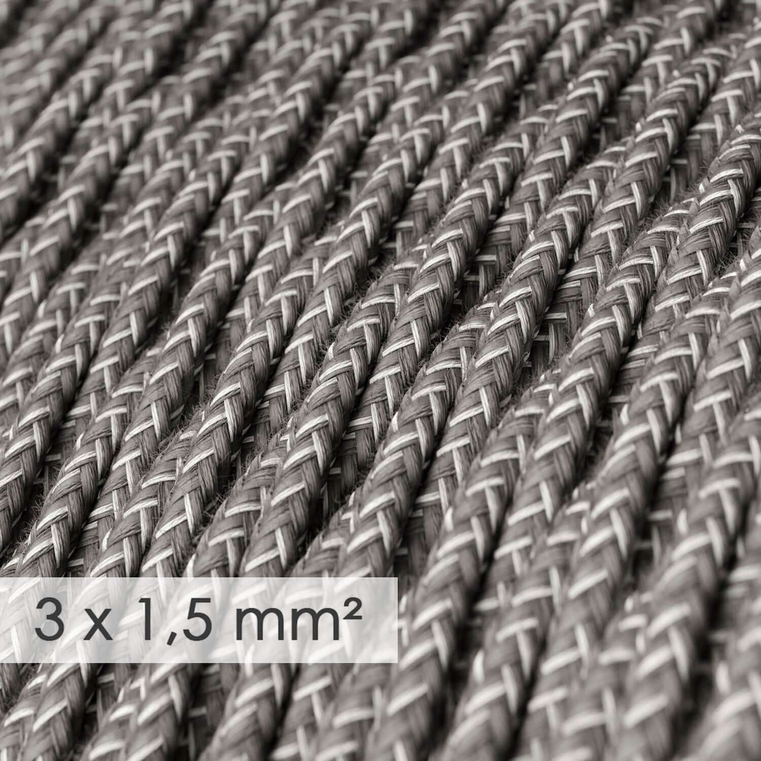 Large-section 3x1.50 braided cord - natural linen Gray TN02 - Image 2