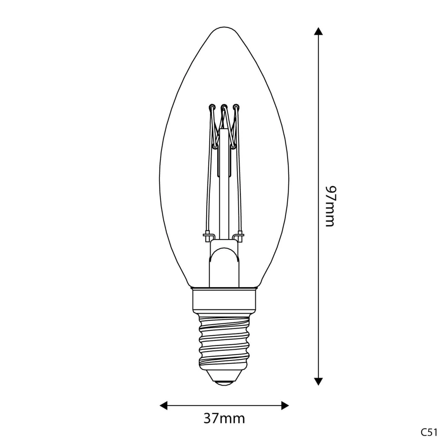 LED Gold Carbon Line vertical filament Candle C35 3.5W 300Lm E14 2700K Dimmable light bulb - C51 - Image 3