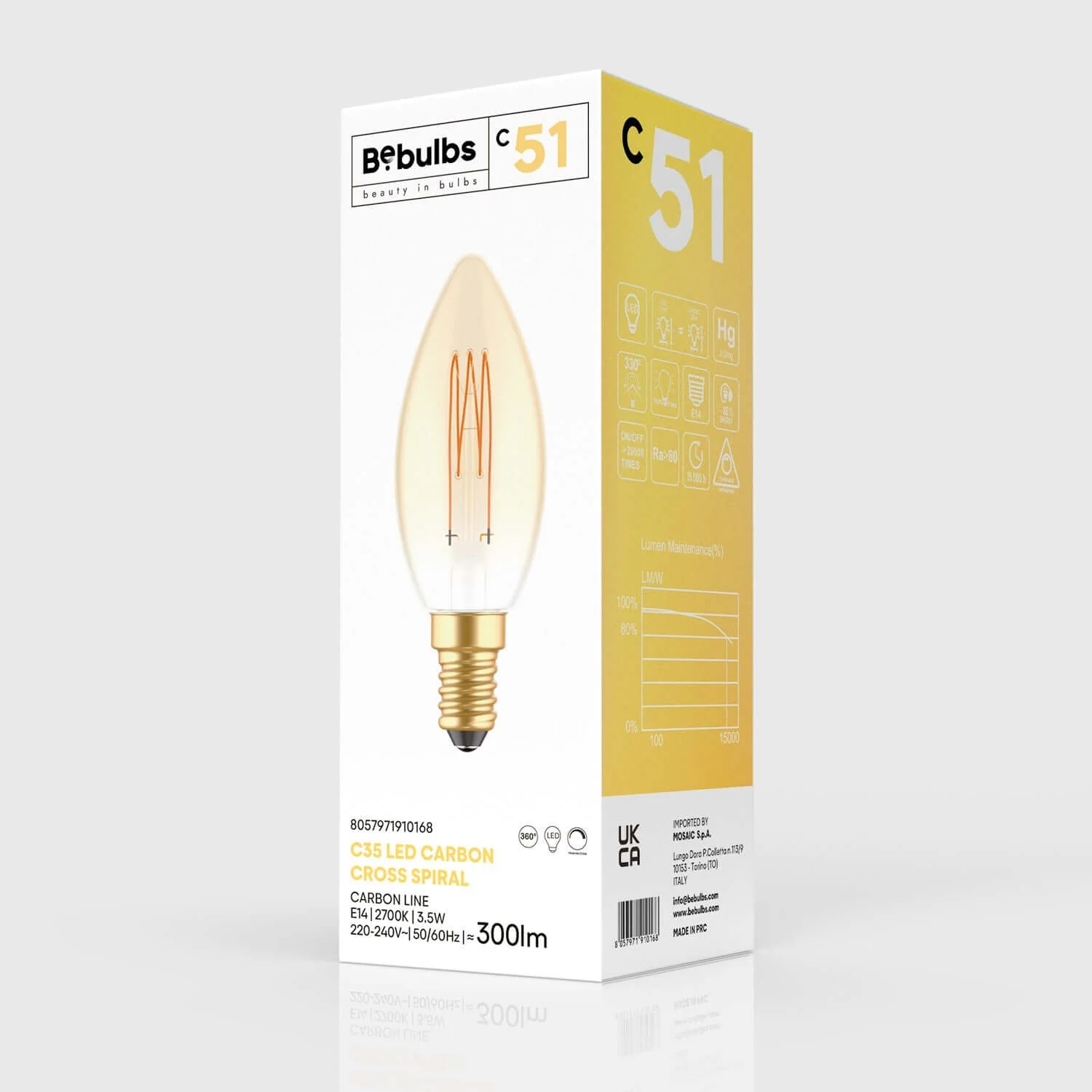 LED Gold Carbon Line vertical filament Candle C35 3.5W 300Lm E14 2700K Dimmable light bulb - C51 - Image 4