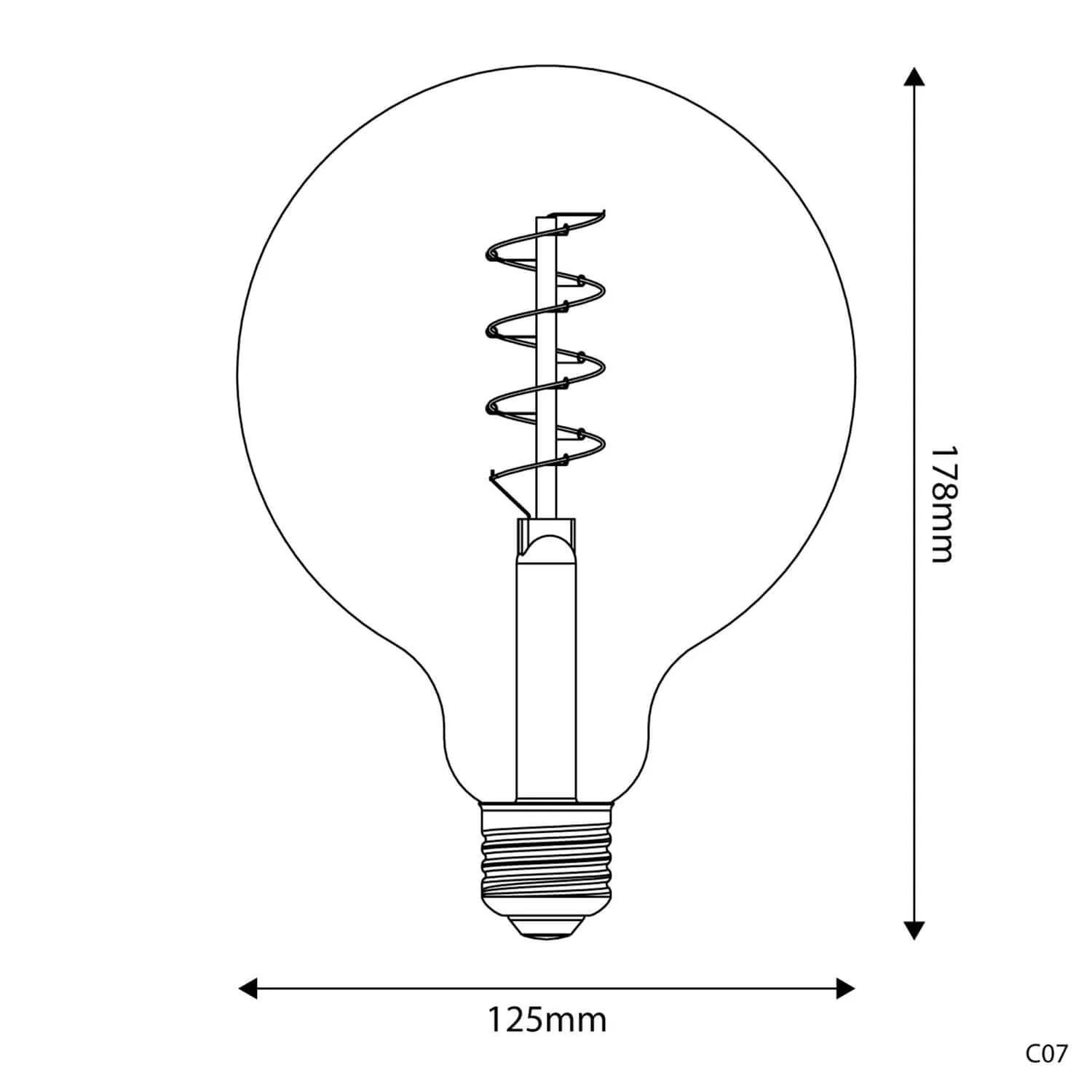 LED Gold Carbon Line Light bulb spiral filament Globe G125 4W 250Lm E27 1800K Dimmable - C07 - Image 3