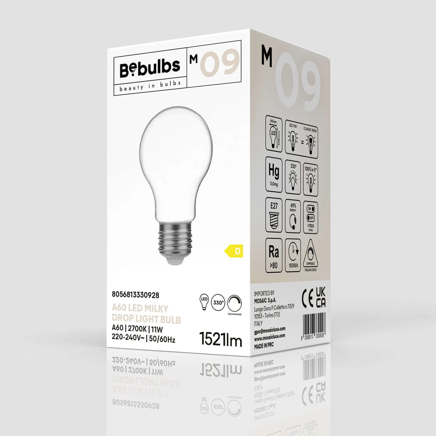 LED Light bulb Milky Goccia A60 11W 1521Lm E27 2700K Dimmable - M09 - Image 4