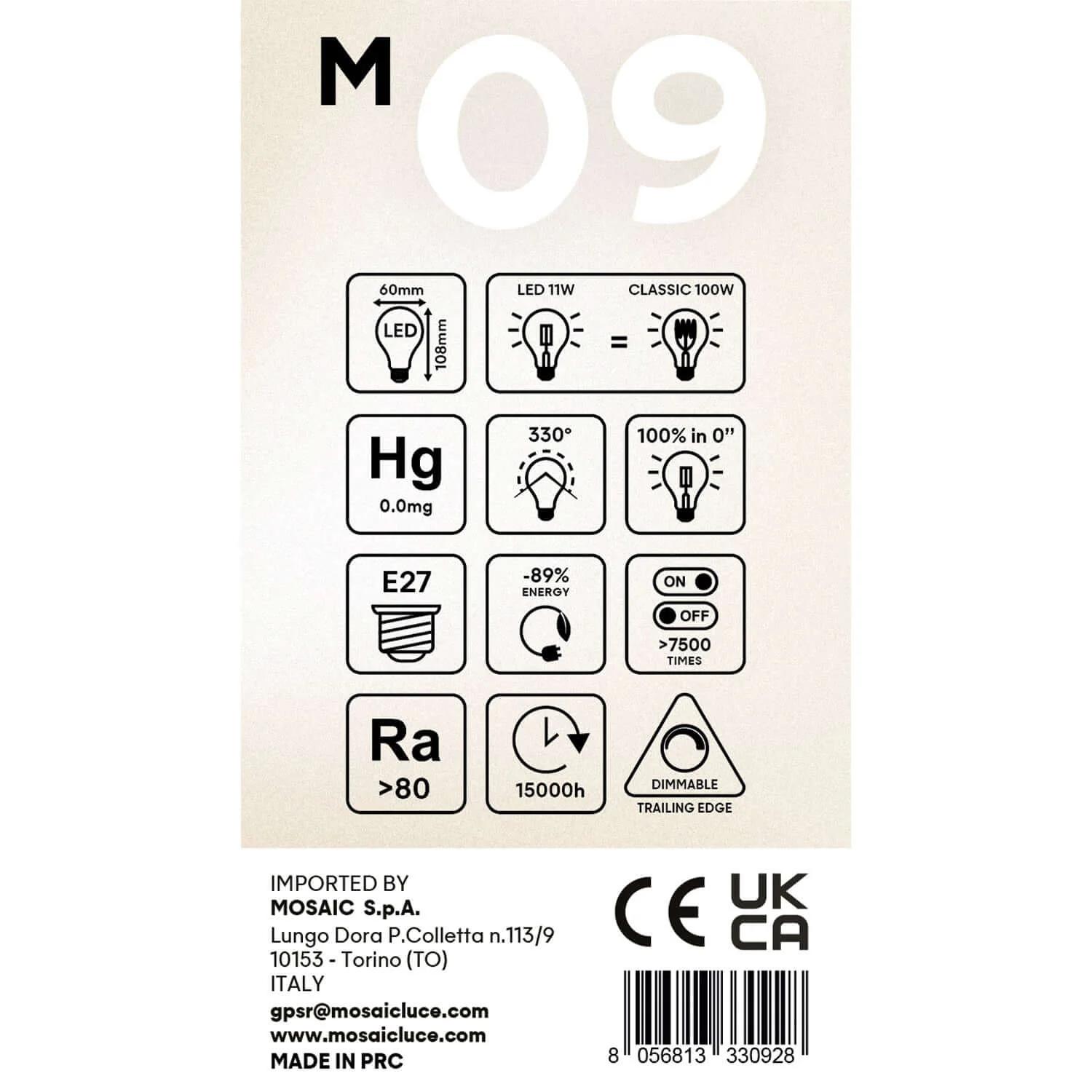 LED Light bulb Milky Goccia A60 11W 1521Lm E27 2700K Dimmable - M09 - Image 5
