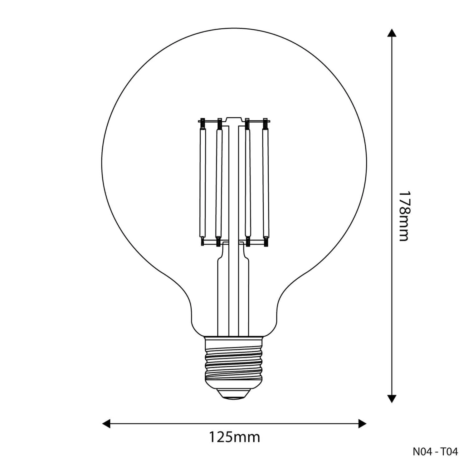 LED Transparent Globe Light Bulb G125 7W 806Lm E27 3500K Dimmable - N04 - Image 3