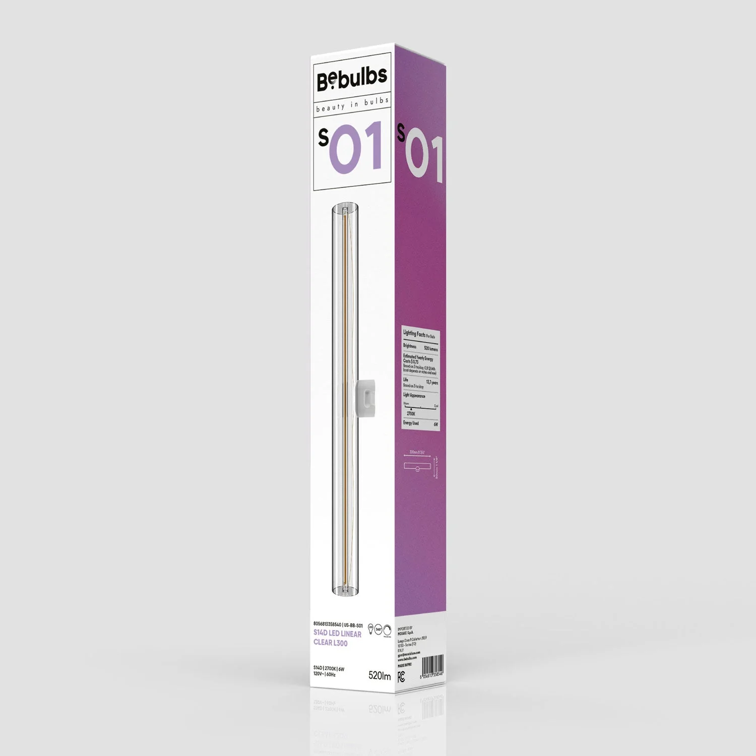 LED Linear Clear S14d 120V Light Bulb CRI 90 - length 300 mm 6W 520Lm 2700K 120V Dimmable - S01 - Image 5