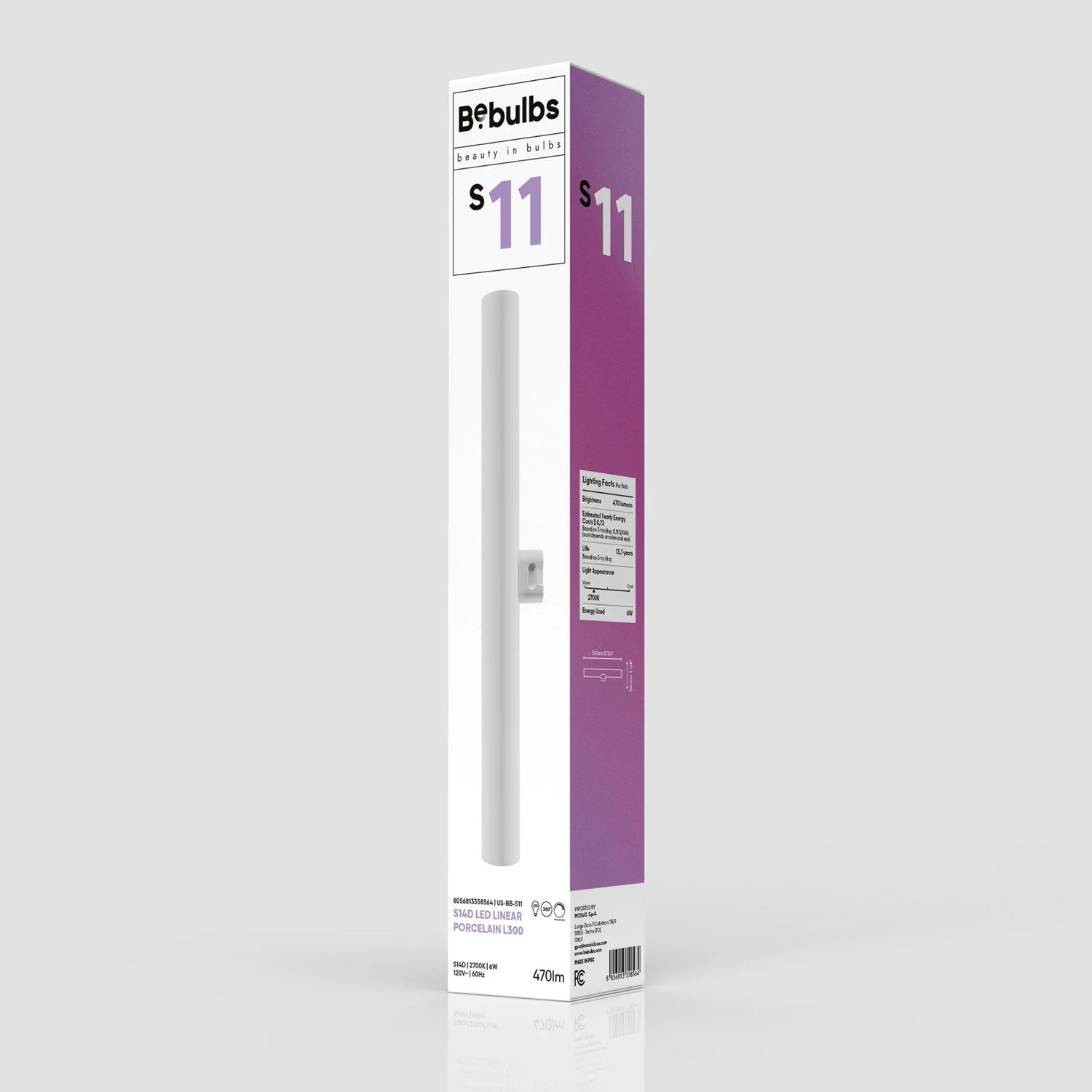 LED Linear Porcelain Effect S14d 120V Light Bulb CRI 90 - length 300 mm 6W 470Lm 2700K 120V Dimmable - S11 - Image 5