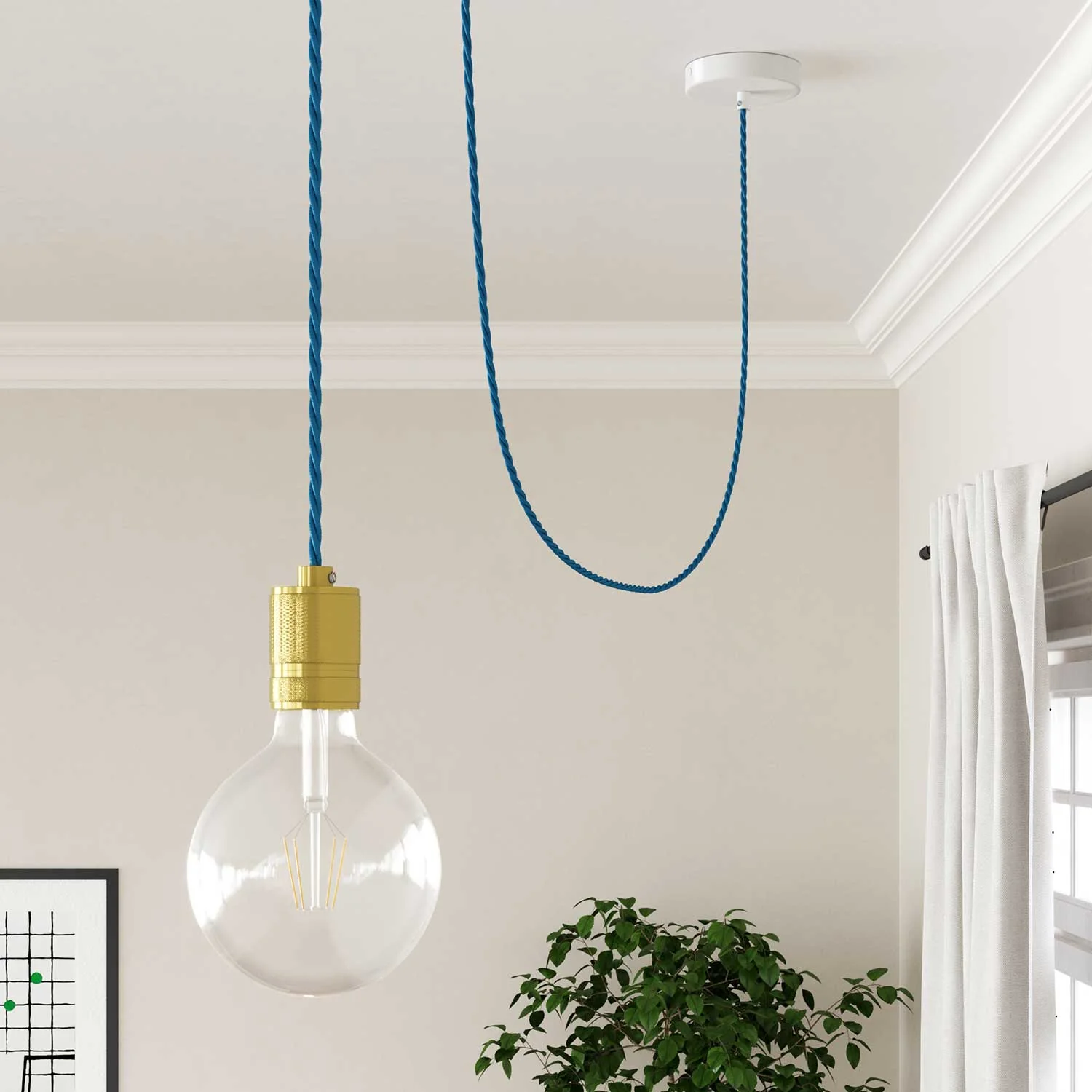 Light Blue Rayon covered twisted electric cable - TM11 - Image 3