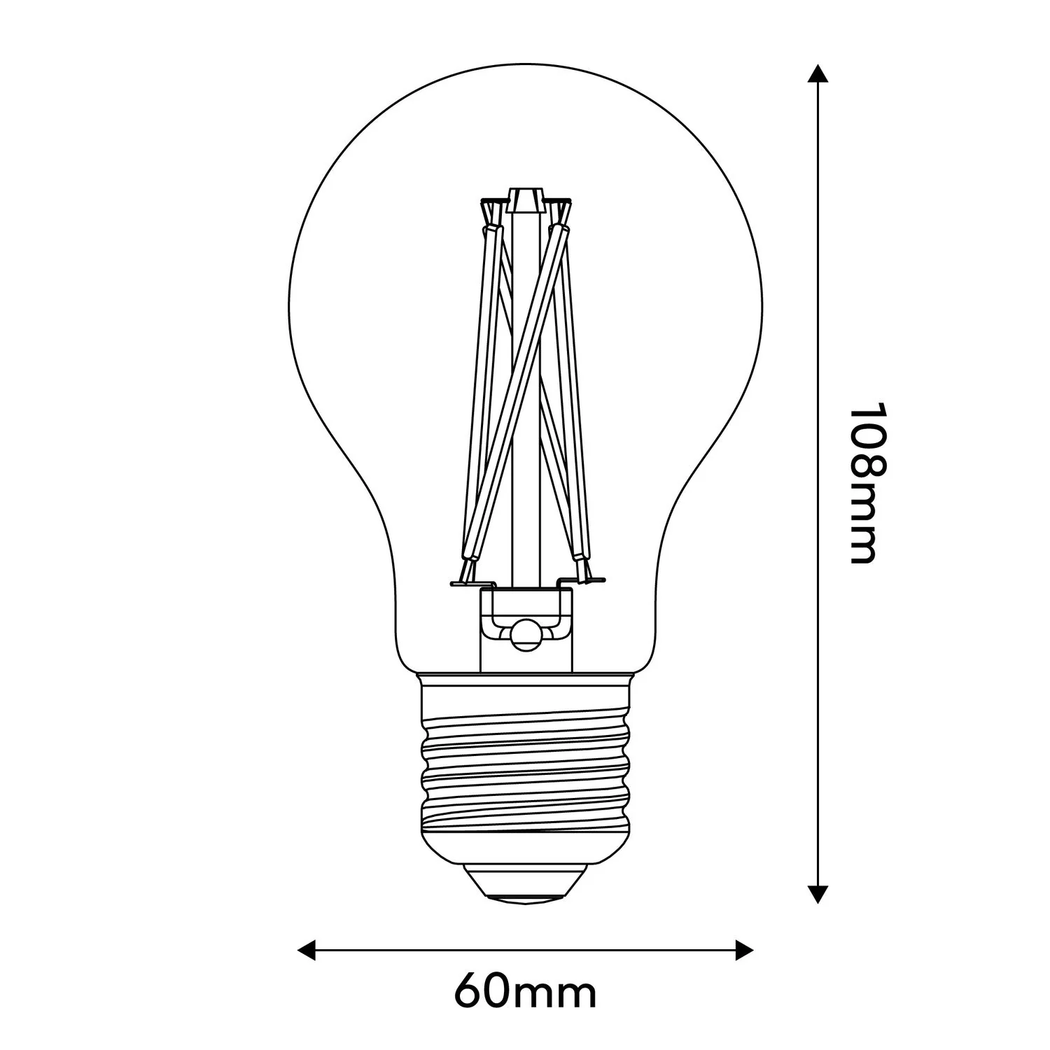 Light bulb LED cross filament Drop A60 7W 720Lm E27 2200K Dimmable - X02 - Image 3