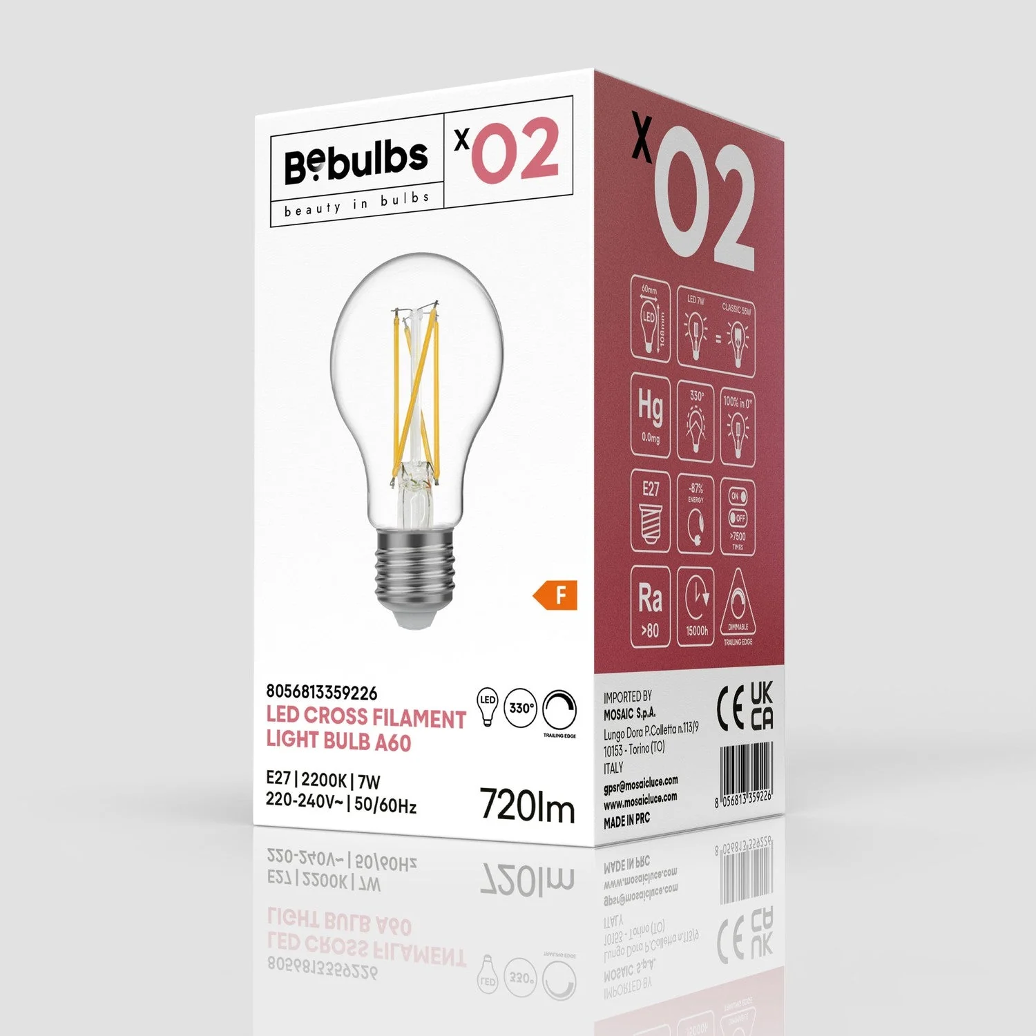 Light bulb LED cross filament Drop A60 7W 720Lm E27 2200K Dimmable - X02 - Image 4