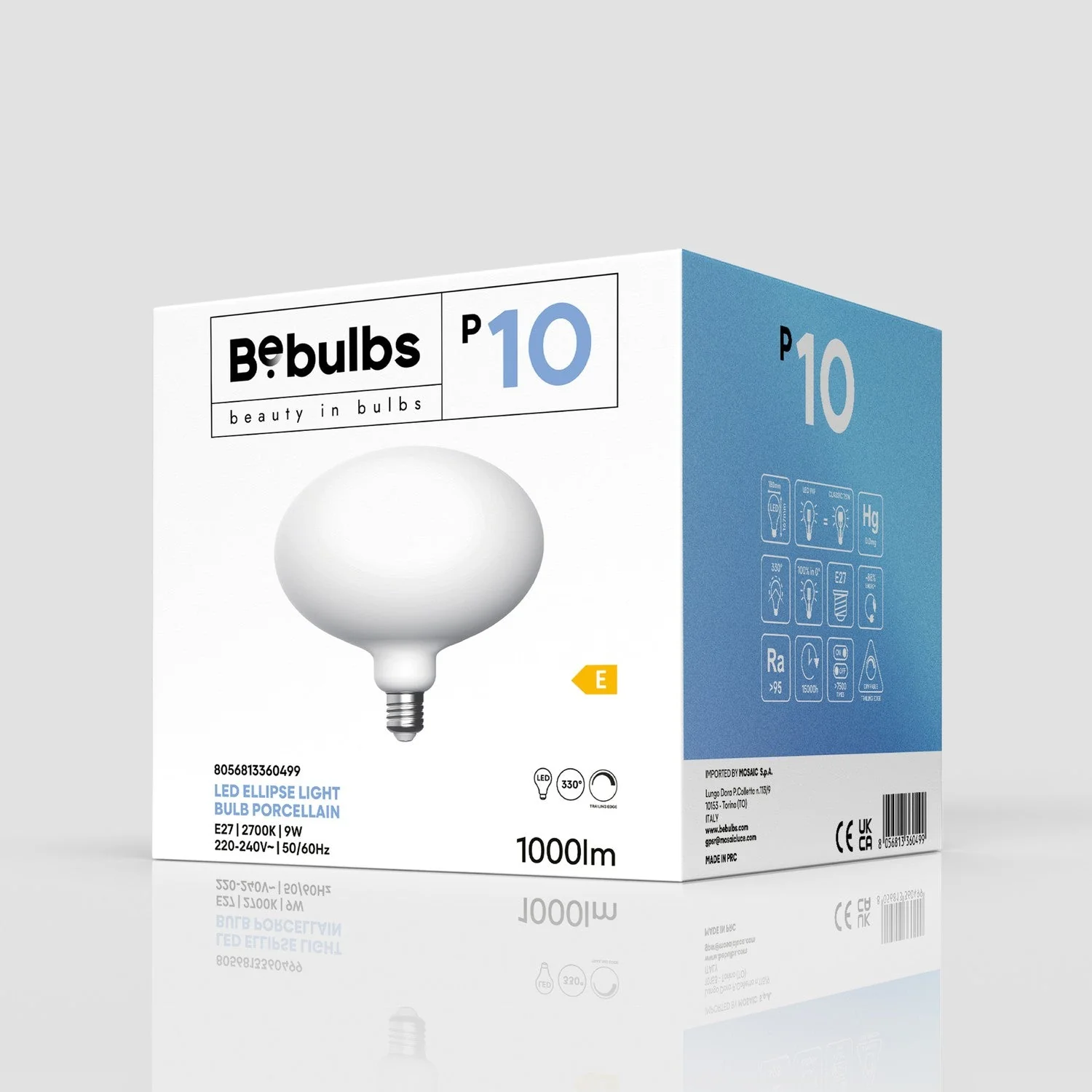 LED Light bulb Elliptical Porcelain Effect CRI 95 E27 9W 1000Lm 2700K Dimmable - P10 - Image 4