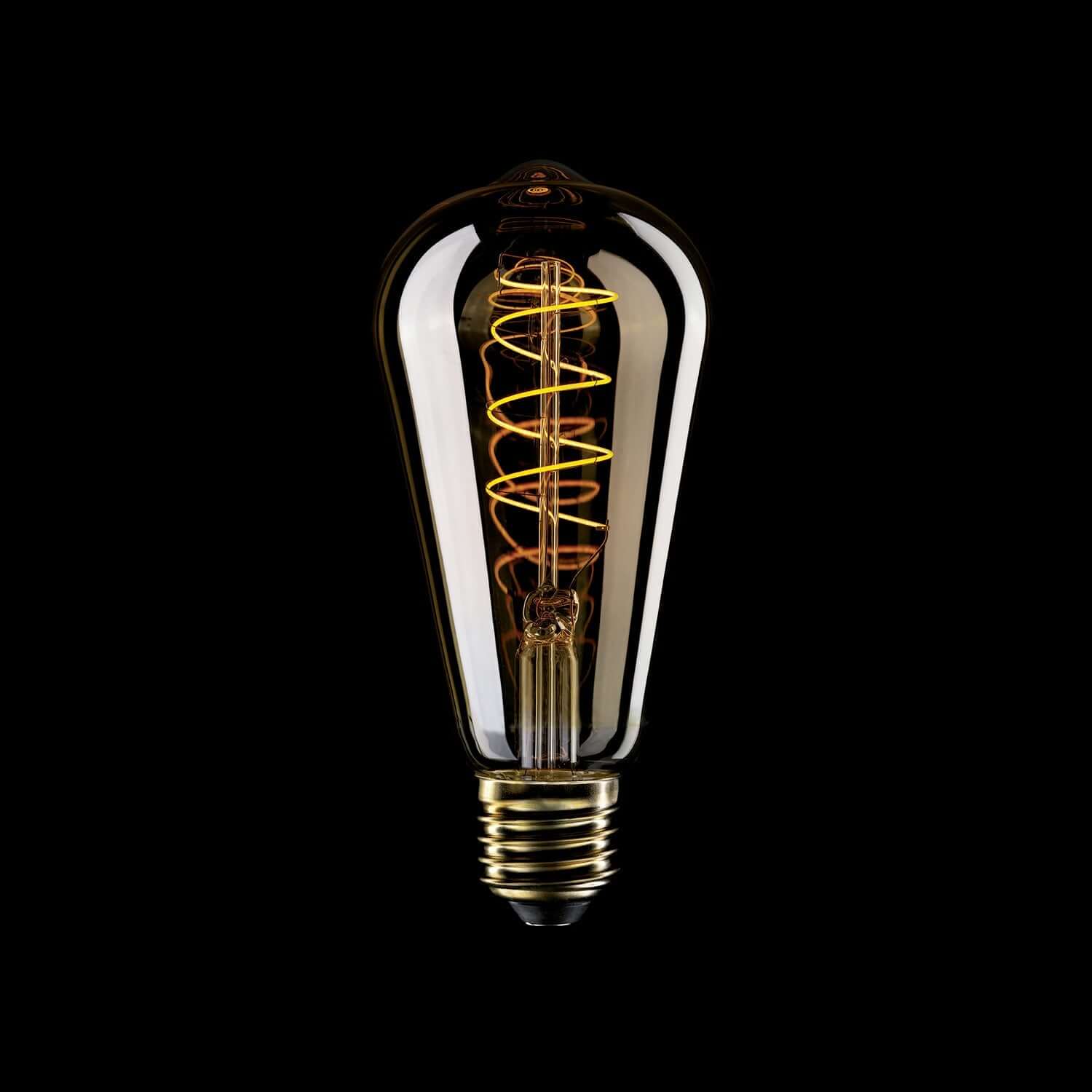 Golden LED Light bulb Carbon Line spiral filament Edison ST64 4W 250Lm E27 1800K Dimmable - C04 - Image 2