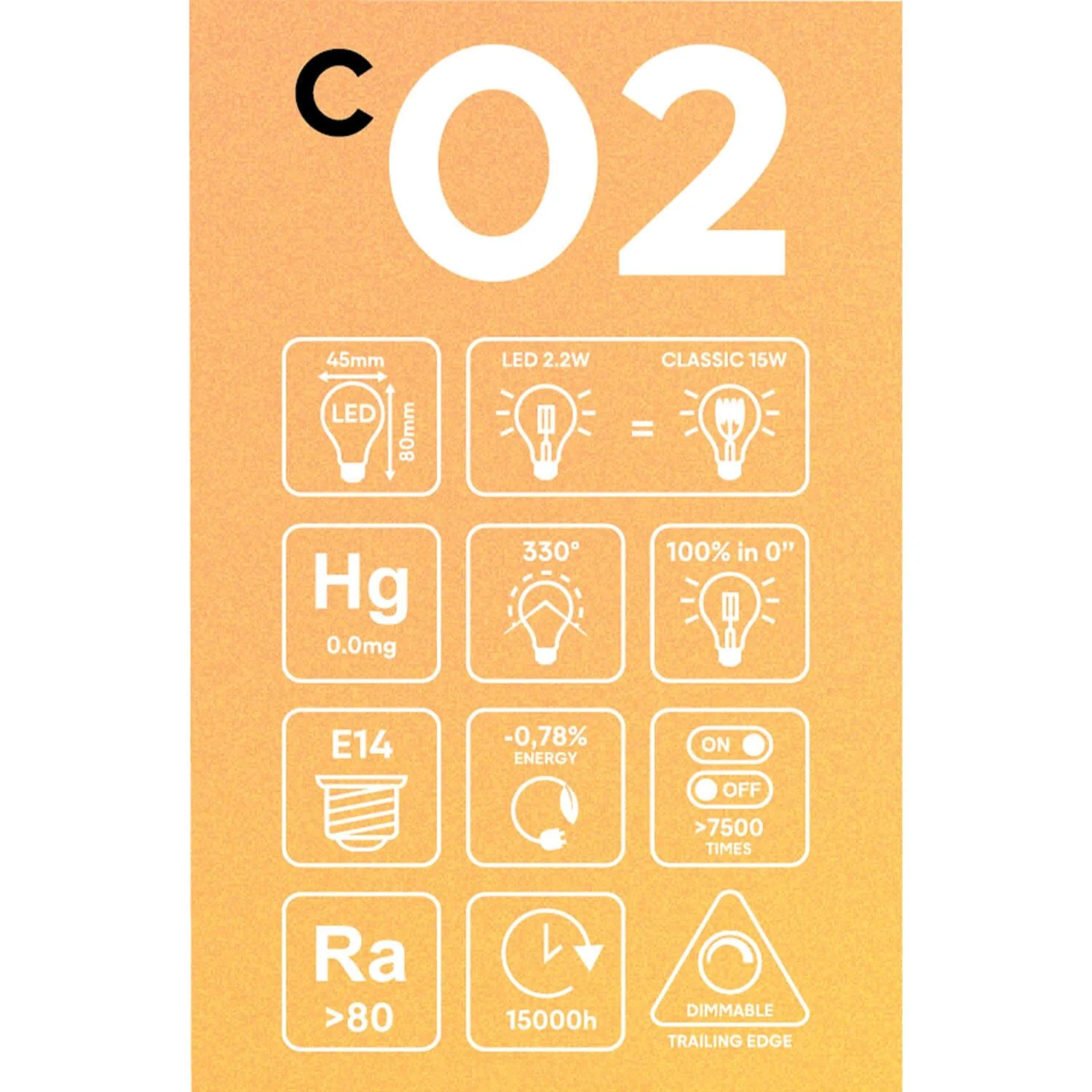 Carbon Line Golden LED light bulb Spiral Filament Mini Globe G45 2.2W 136Lm E14 1800K Dimmable - C02 - Image 5